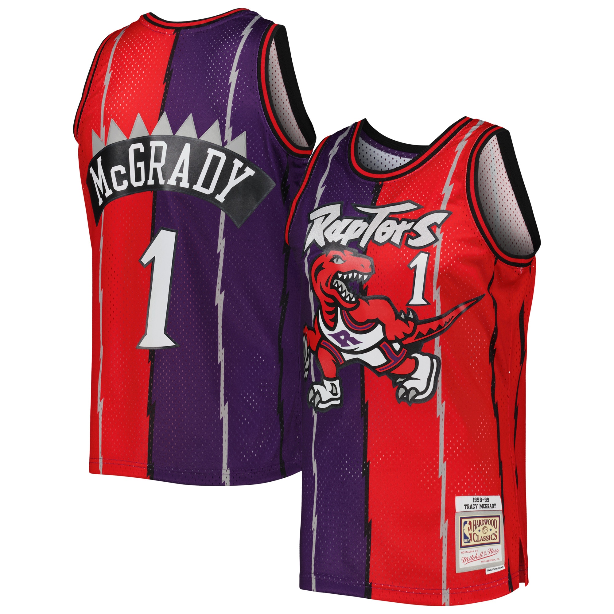 NBA men8217s toronto raptors tracy mcgrady mitchell amp ness purplered hardwood classics mitchell amp ness split swingman jersey Collection - Official Jerseys & Hats | NBA Store