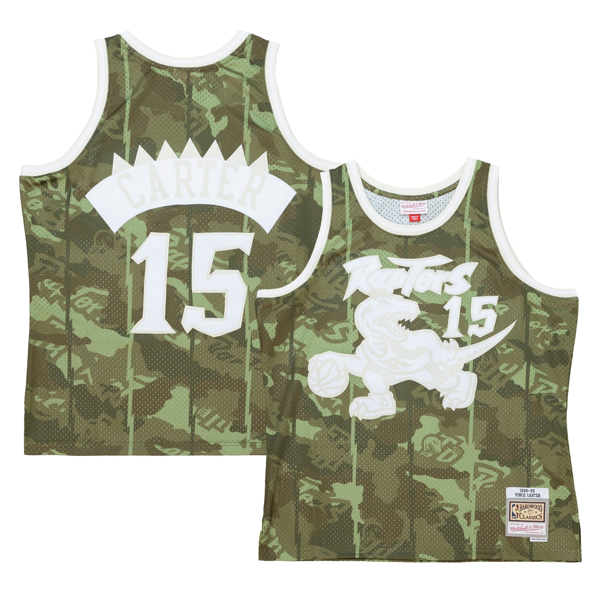 NBA men8217s toronto raptors vince carter mitchell amp ness camo hardwood classics 199899 ghost green swingman jersey Collection - Official Jerseys & Hats | NBA Store