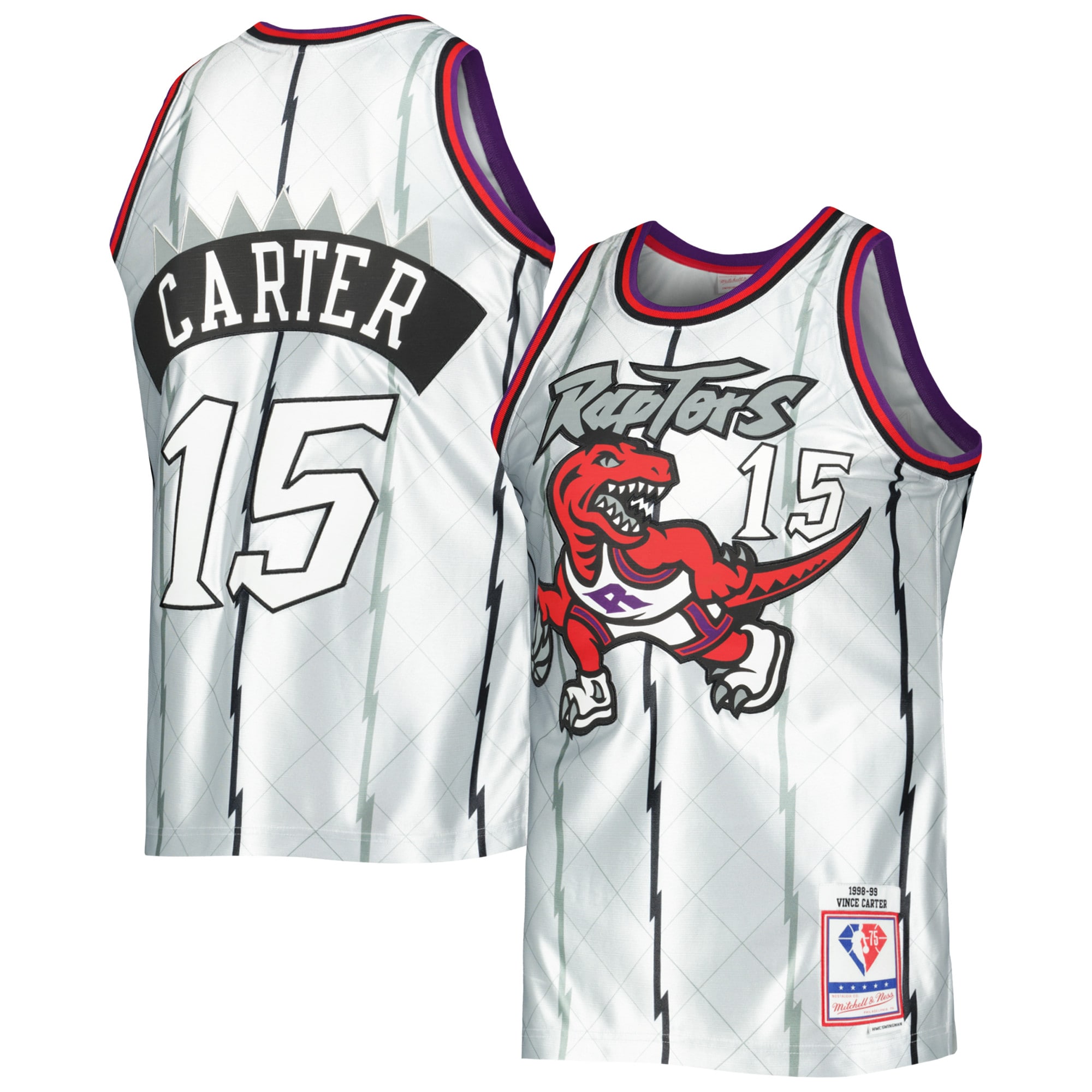 NBA men8217s toronto raptors vince carter mitchell amp ness platinum 199899 hardwood classics 75th anniversary swingman jersey Collection - Official Jerseys & Hats | NBA Store