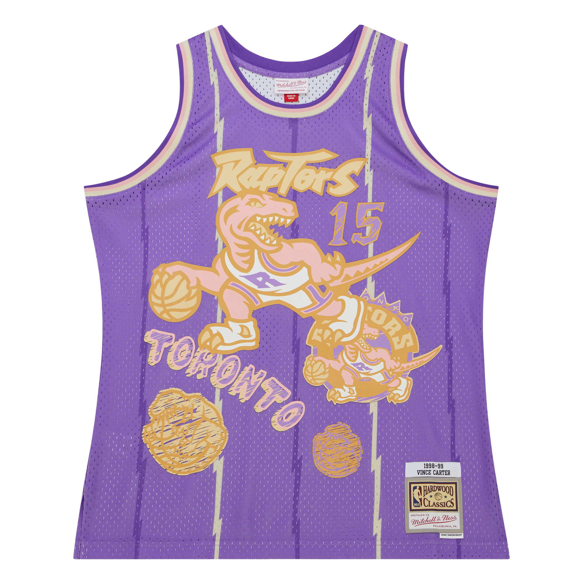 NBA men8217s toronto raptors vince carter mitchell amp ness purple 199899 swingman sidewalk sketch jersey Collection - Official Jerseys & Hats | NBA Store