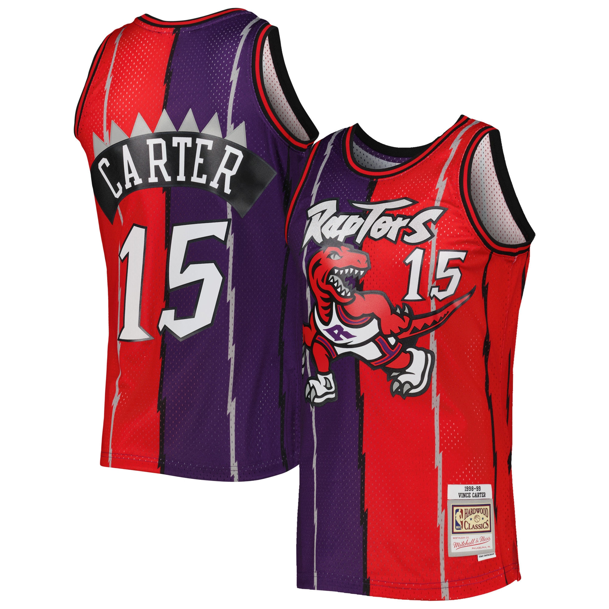 NBA men8217s toronto raptors vince carter mitchell amp ness purplered hardwood classics 199899 split swingman jersey Collection - Official Jerseys & Hats | NBA Store