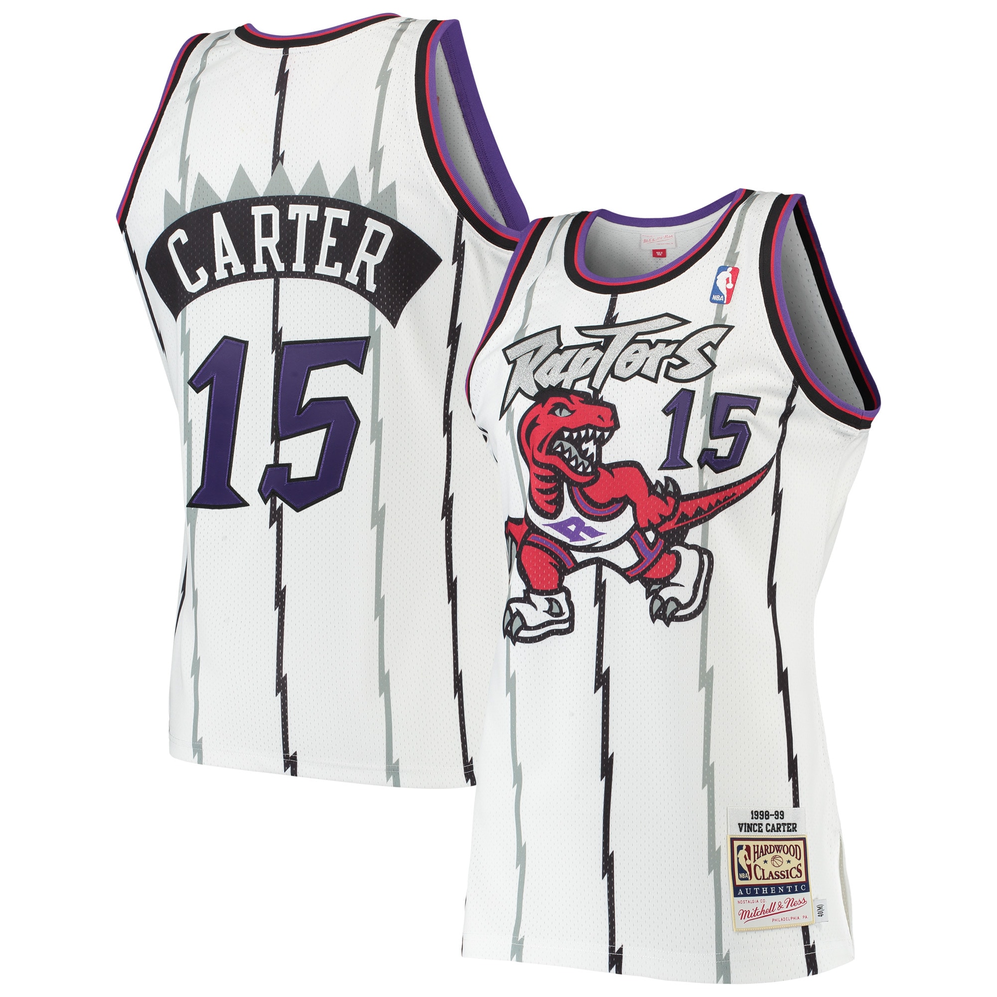 NBA men8217s toronto raptors vince carter mitchell amp ness white 199899 hardwood classics authentic jersey Collection - Official Jerseys & Hats | NBA Store