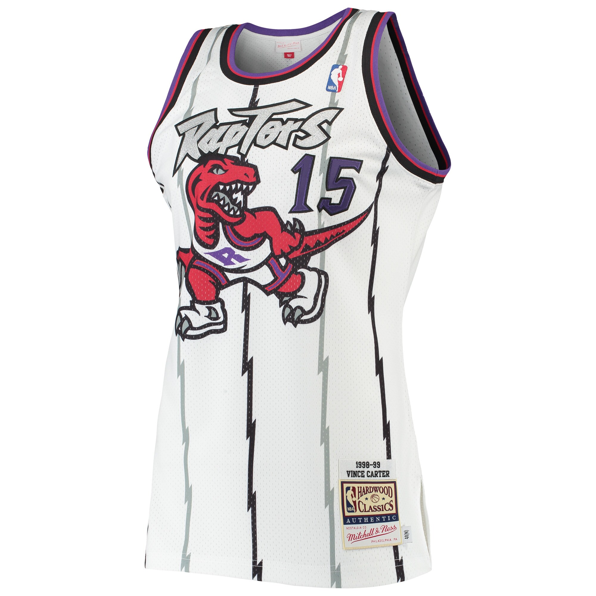 NBA men8217s toronto raptors vince carter mitchell amp ness white 199899 hardwood classics authentic jersey Collection - Official Jerseys & Hats | NBA Store