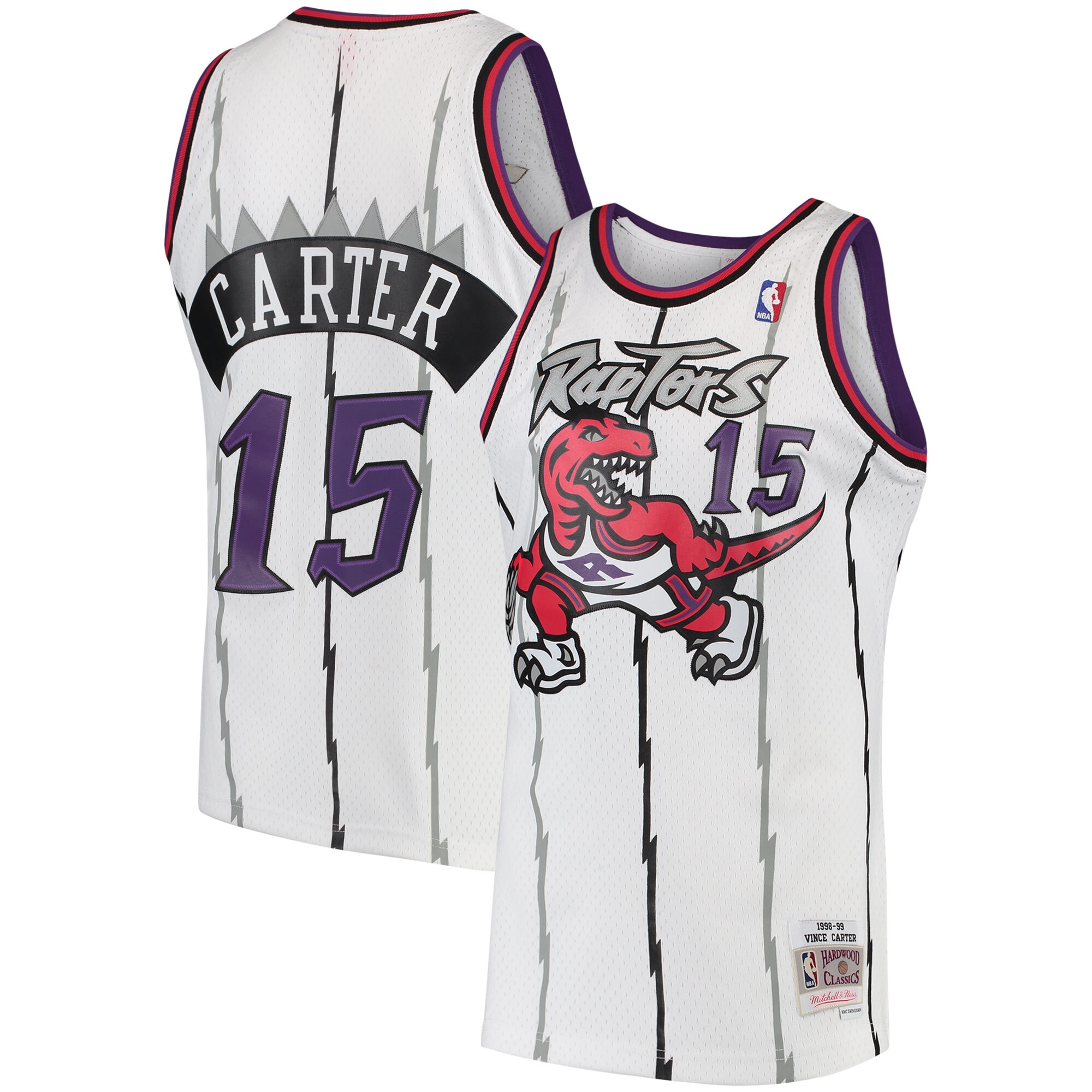 NBA men8217s toronto raptors vince carter mitchell amp ness white 199899 hardwood classics swingman jersey Collection - Official Jerseys & Hats | NBA Store