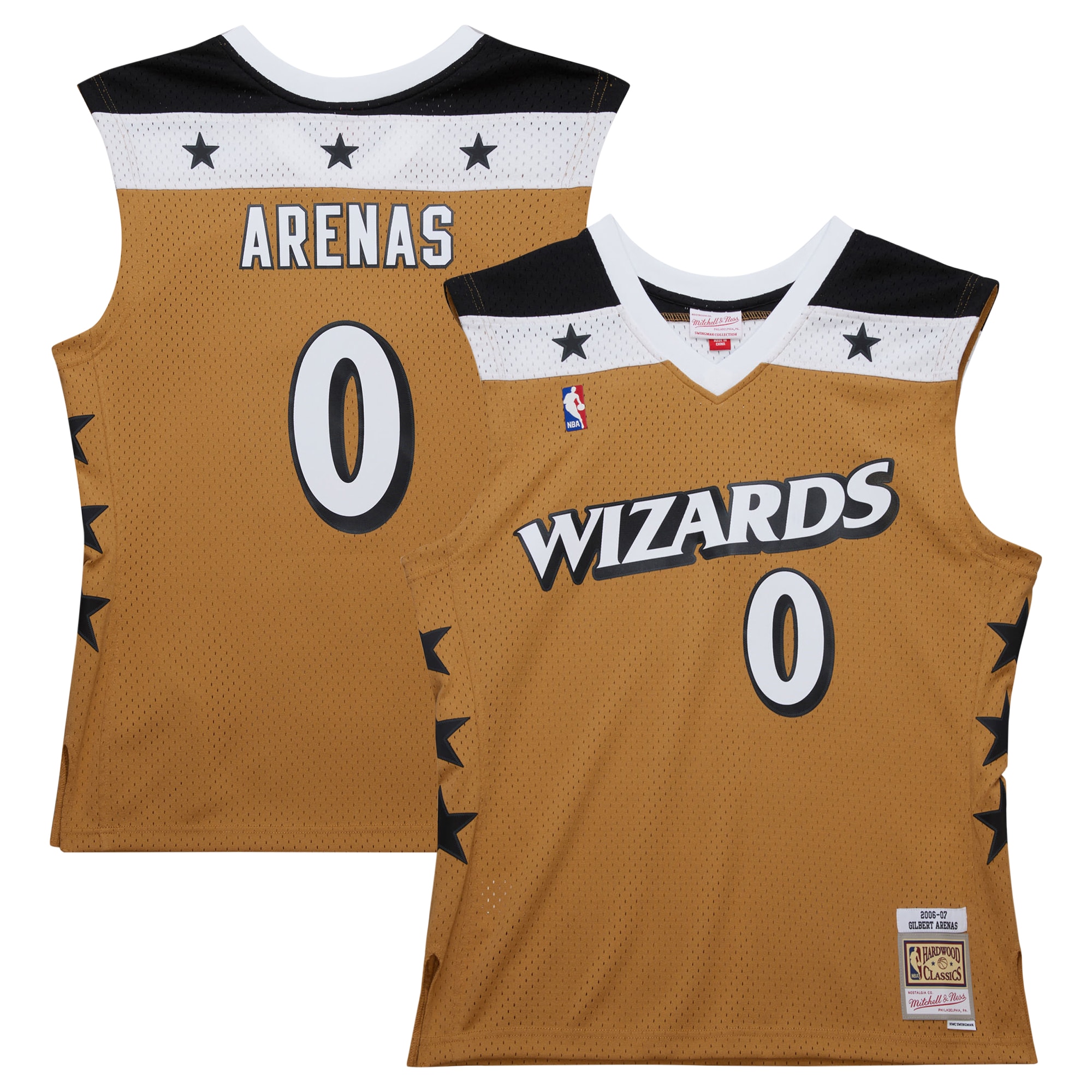 NBA men8217s washington wizards gilbert arenas mitchell amp ness gold 200607 hardwood classics swingman jersey Collection - Official Jerseys & Hats | NBA Store