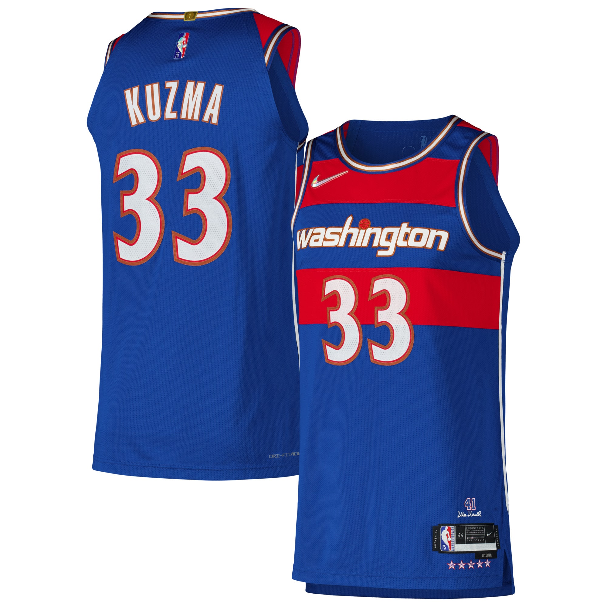 NBA men8217s washington wizards kyle kuzma nike royal authentic player jersey – city edition Collection - Official Jerseys & Hats | NBA Store
