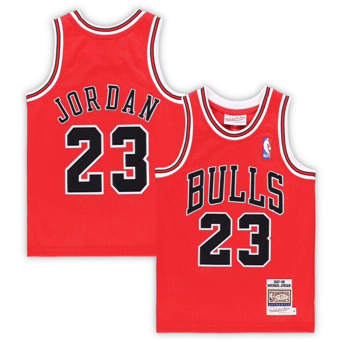 NBA preschool chicago bulls michael jordan mitchell amp ness red 199798 hardwood classics authentic jersey Collection - Official Jerseys & Hats | NBA Store
