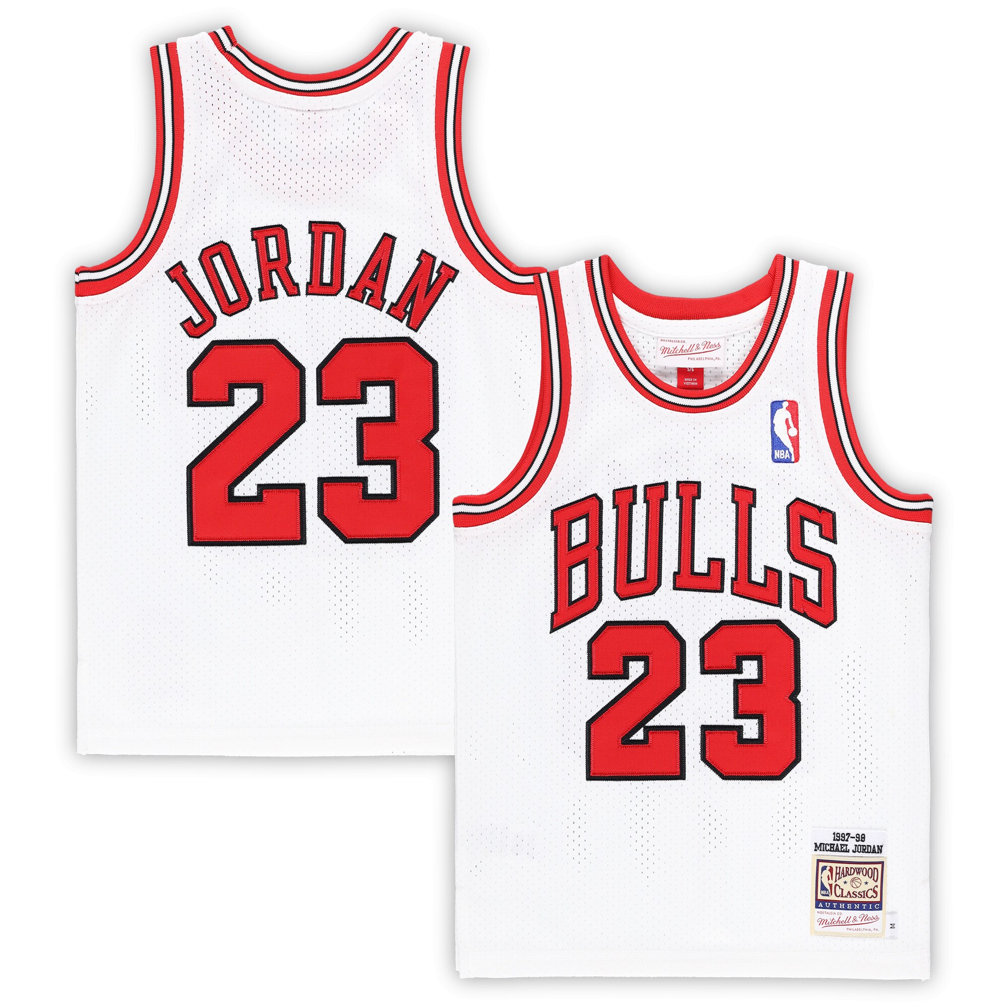 NBA preschool chicago bulls michael jordan mitchell amp ness white 199798 hardwood classics authentic jersey Collection - Official Jerseys & Hats | NBA Store