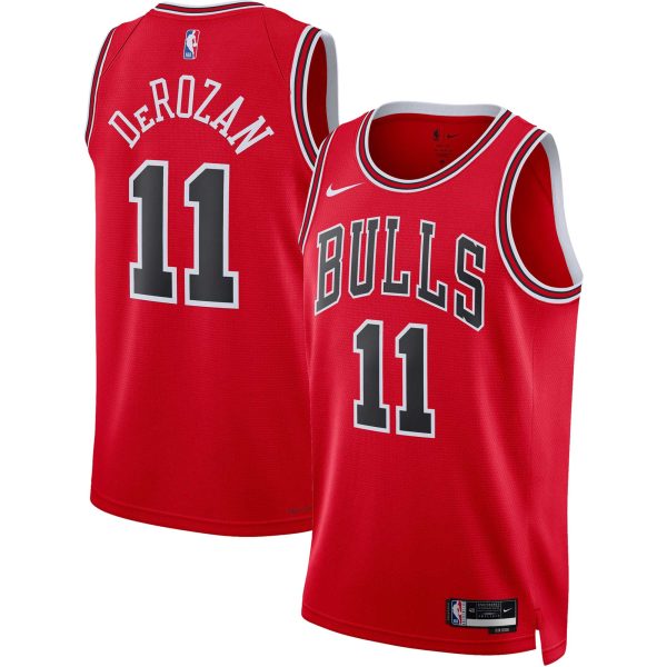 NBA unisex chicago bulls demar derozan nike red swingman jersey – icon edition Collection - Official Jerseys & Hats | NBA Store