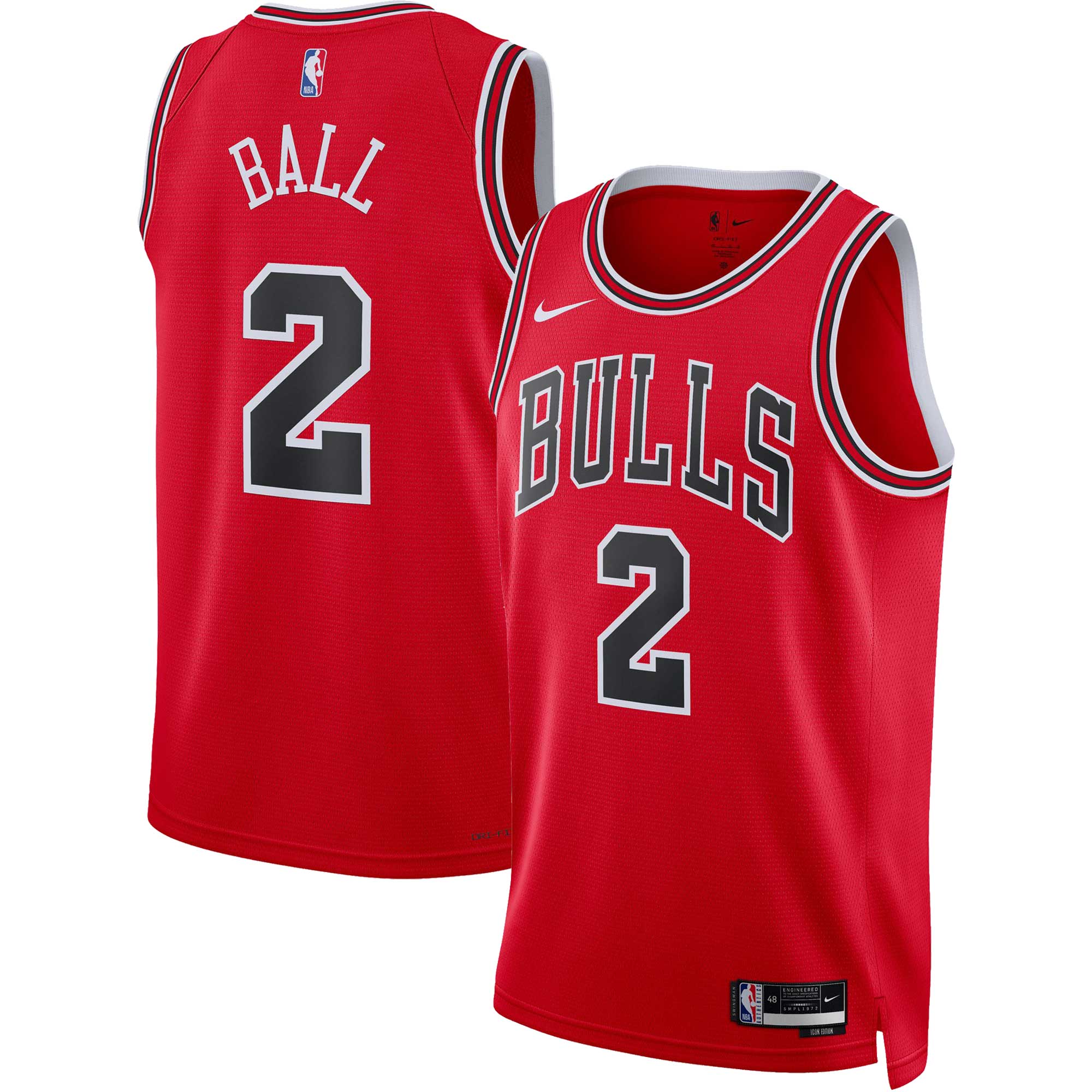 NBA unisex chicago bulls lonzo ball nike red swingman jersey – icon edition Collection - Official Jerseys & Hats | NBA Store