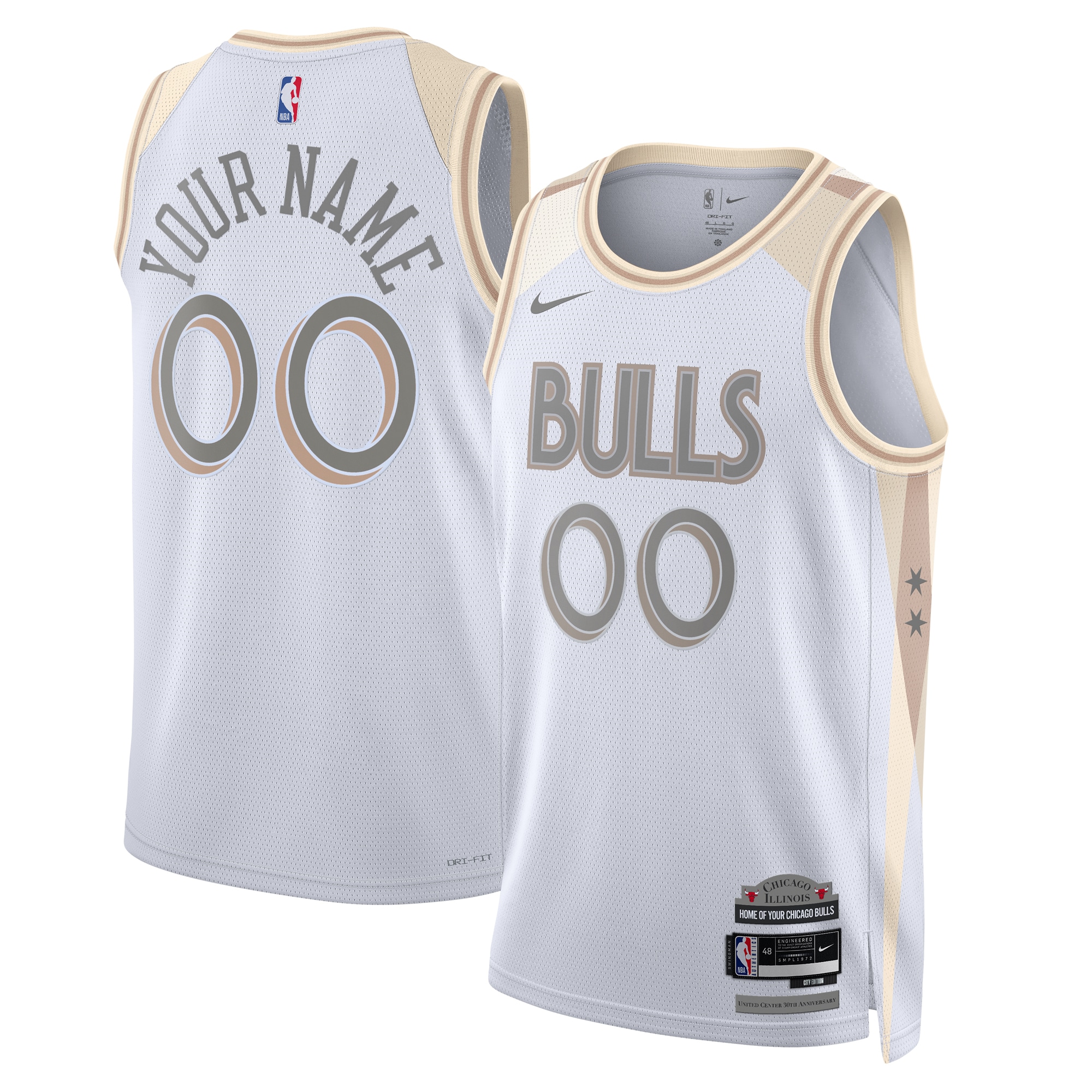 NBA unisex chicago bulls nike white 202425 custom swingman jersey – city edition Collection - Official Jerseys & Hats | NBA Store