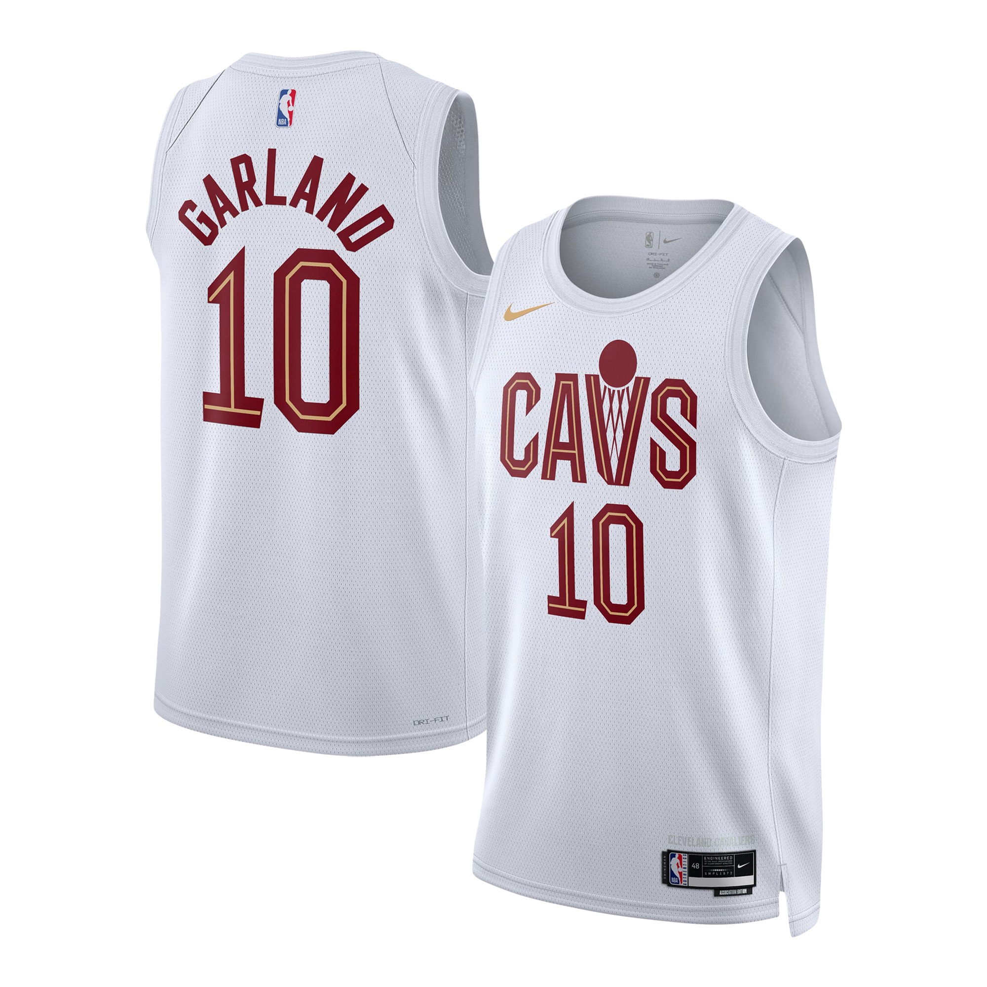NBA unisex cleveland cavaliers darius garland nike white swingman jersey – association edition Collection - Official Jerseys & Hats | NBA Store