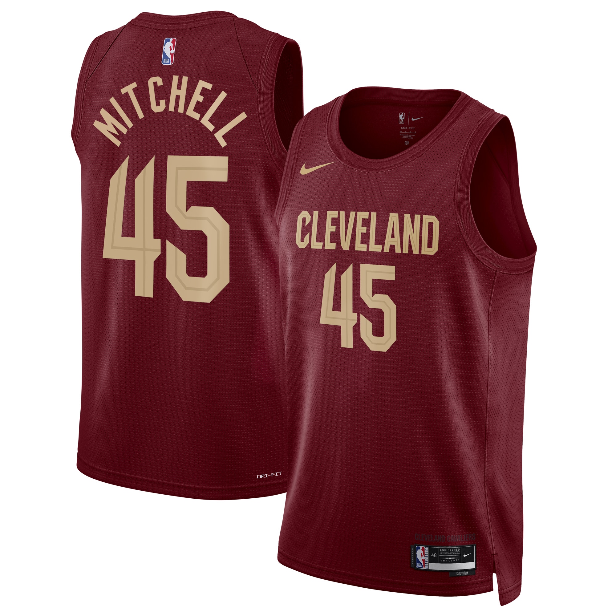 NBA unisex cleveland cavaliers donovan mitchell nike wine swingman jersey – icon edition Collection - Official Jerseys & Hats | NBA Store