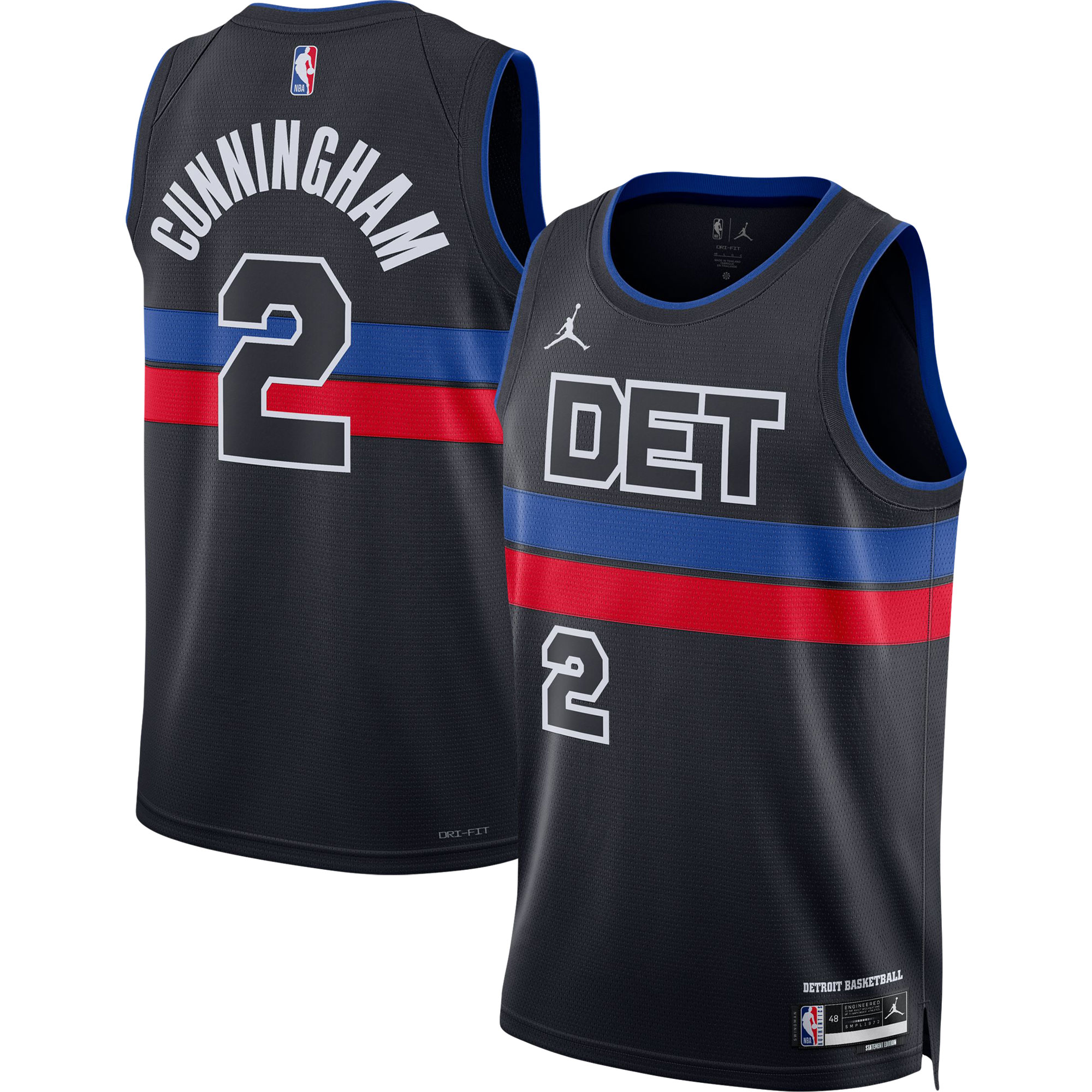 NBA unisex detroit pistons cade cunningham jordan brand black swingman jersey – statement edition Collection - Official Jerseys & Hats | NBA Store