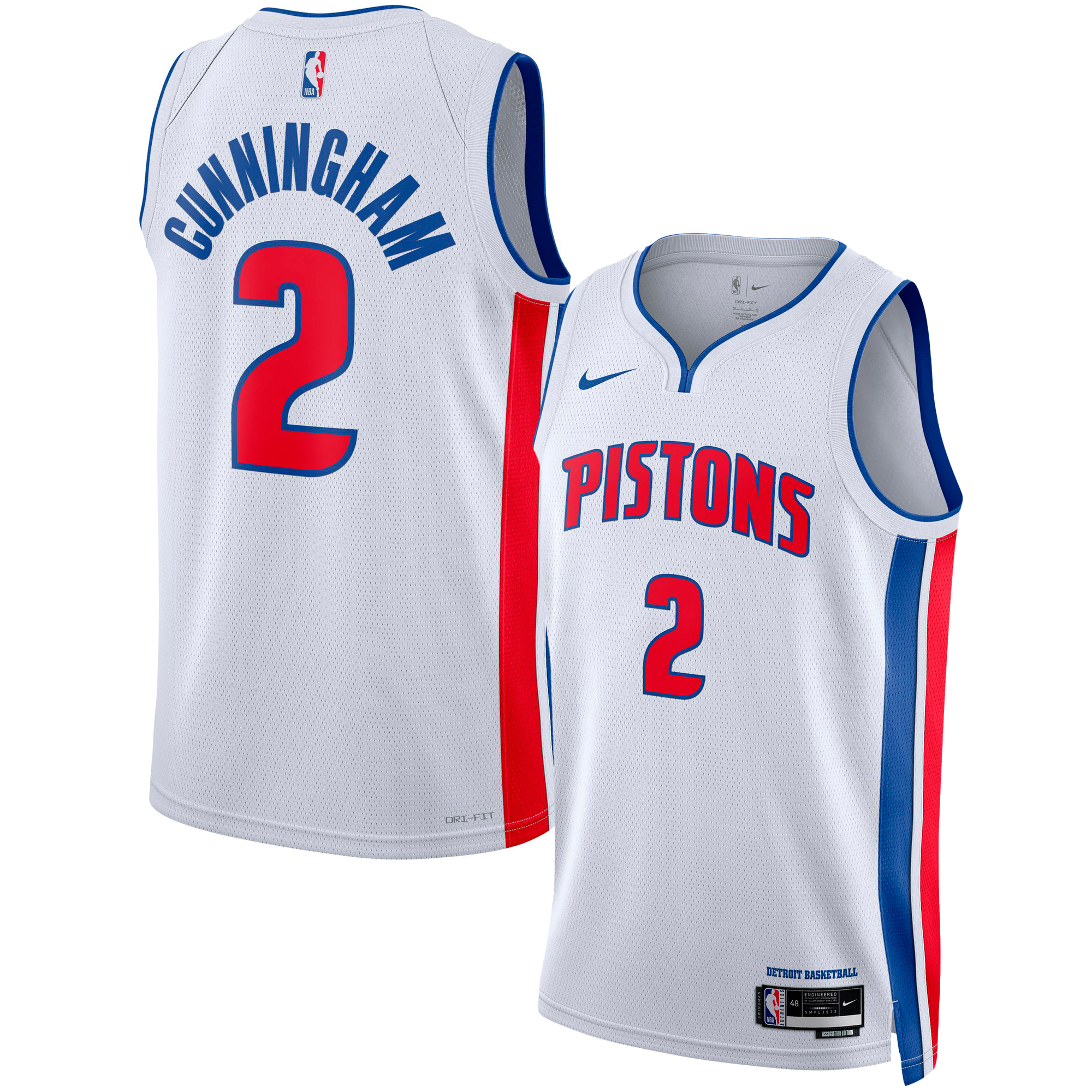 NBA unisex detroit pistons cade cunningham nike white swingman jersey – association edition Collection - Official Jerseys & Hats | NBA Store