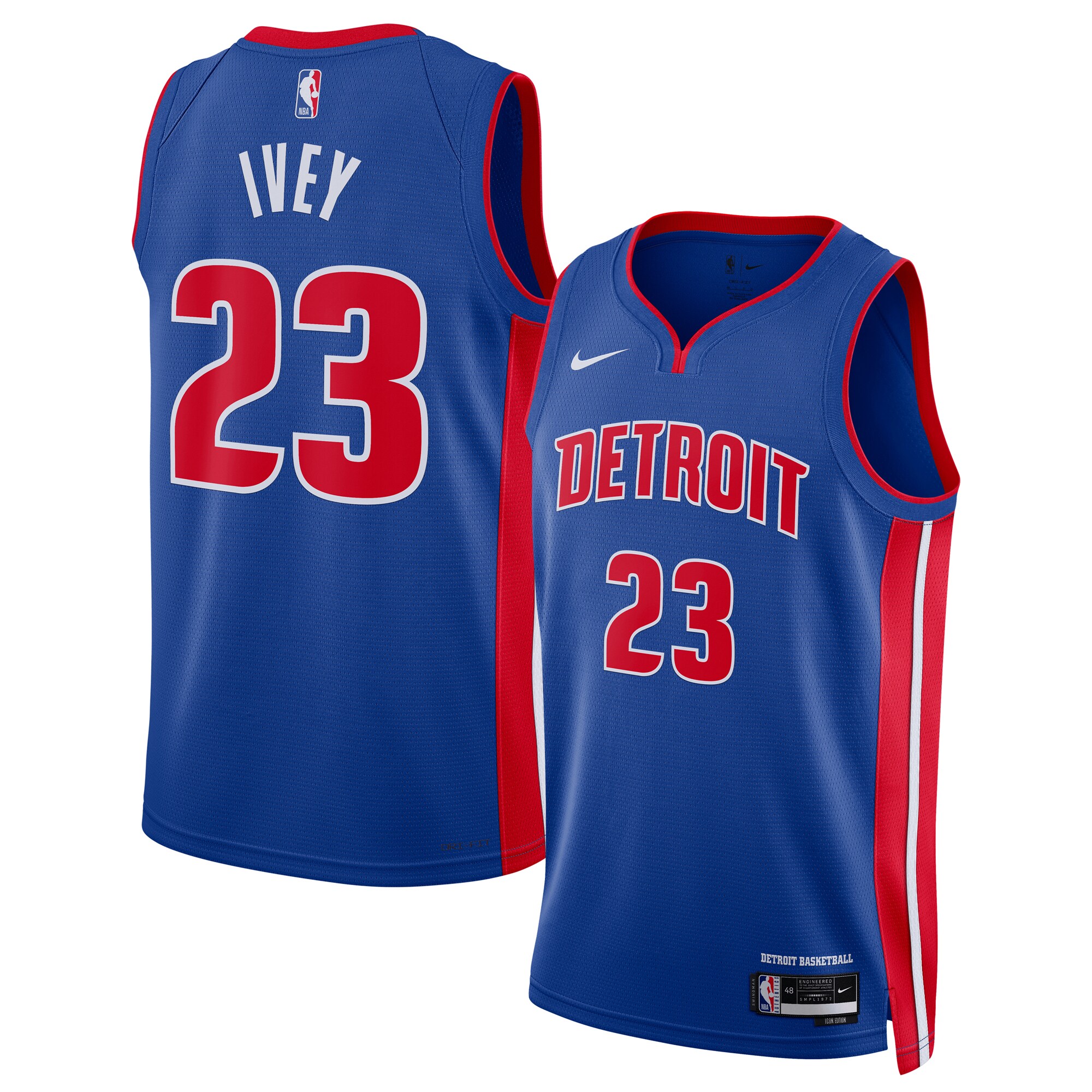 NBA unisex detroit pistons jaden ivey nike blue 2022 nba draft first round pick swingman jersey – icon edition Collection - Official Jerseys & Hats | NBA Store