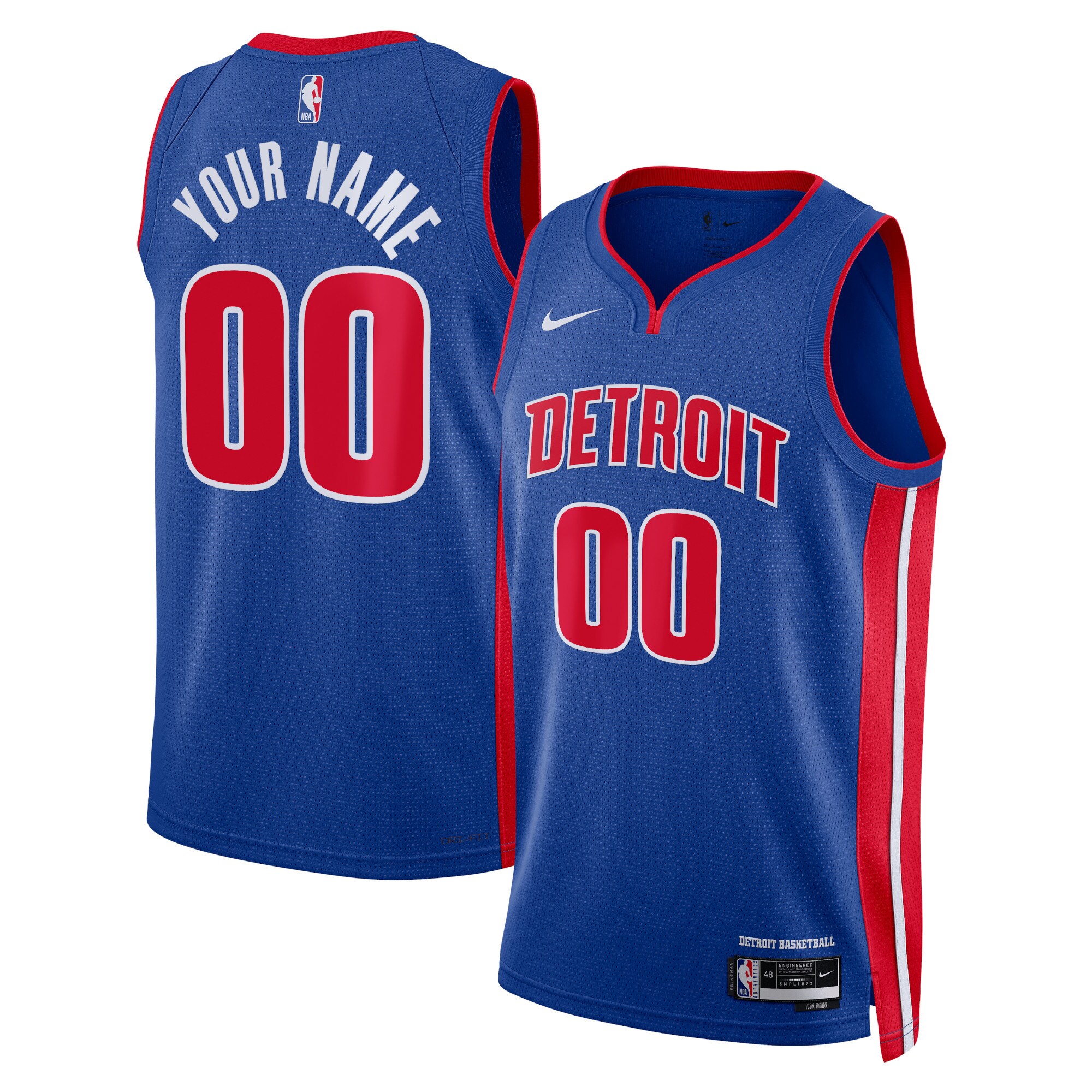 NBA unisex detroit pistons nike blue swingman custom jersey – icon edition Collection - Official Jerseys & Hats | NBA Store