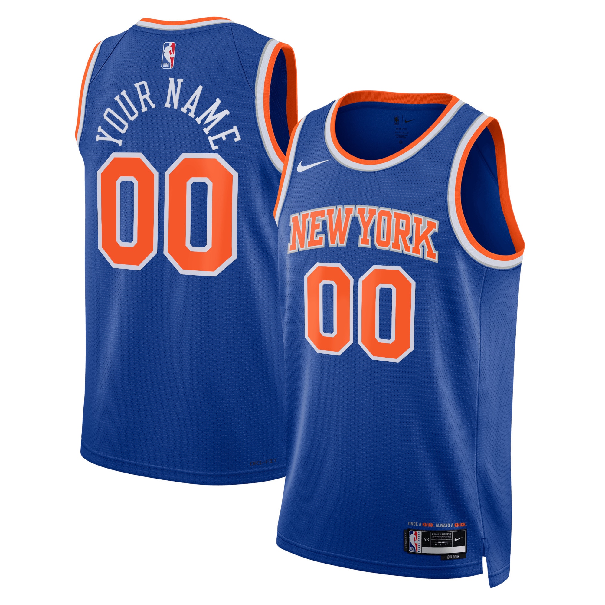 NBA unisex new york knicks nike blue swingman custom jersey – icon edition Collection - Official Jerseys & Hats | NBA Store
