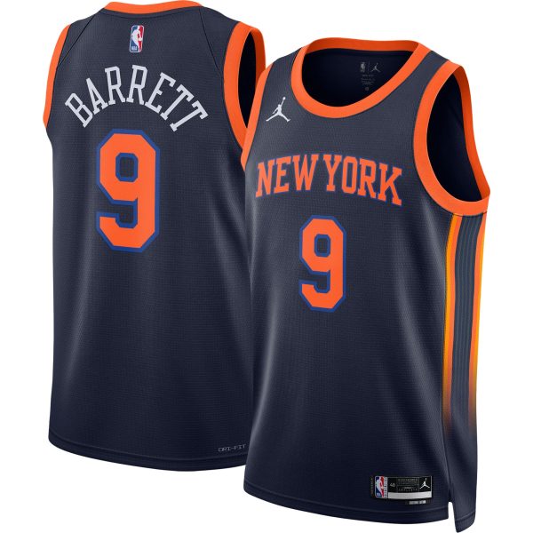 NBA unisex new york knicks rj barrett jordan brand navy swingman jersey – statement edition Collection - Official Jerseys & Hats | NBA Store