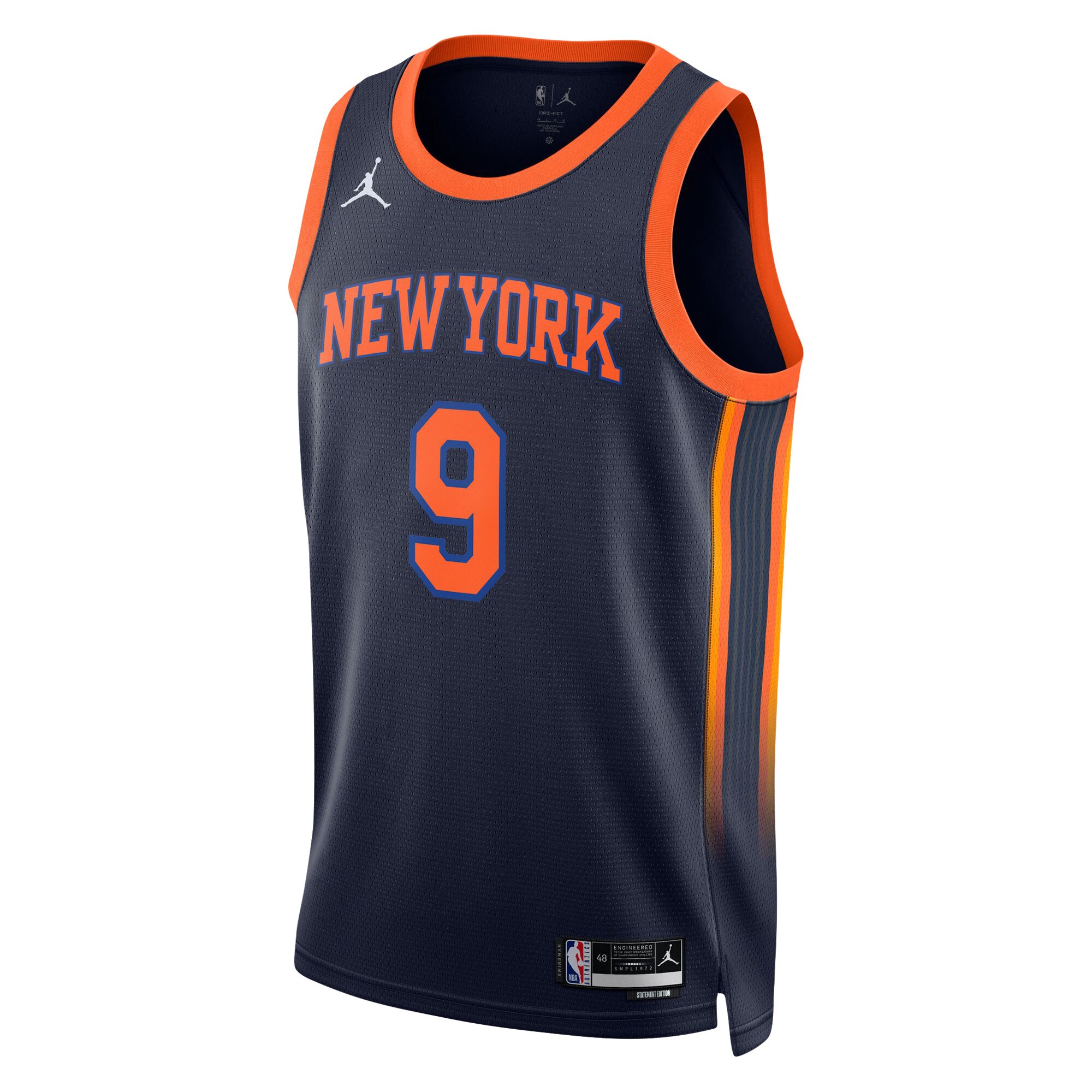 NBA unisex new york knicks rj barrett jordan brand navy swingman jersey – statement edition Collection - Official Jerseys & Hats | NBA Store