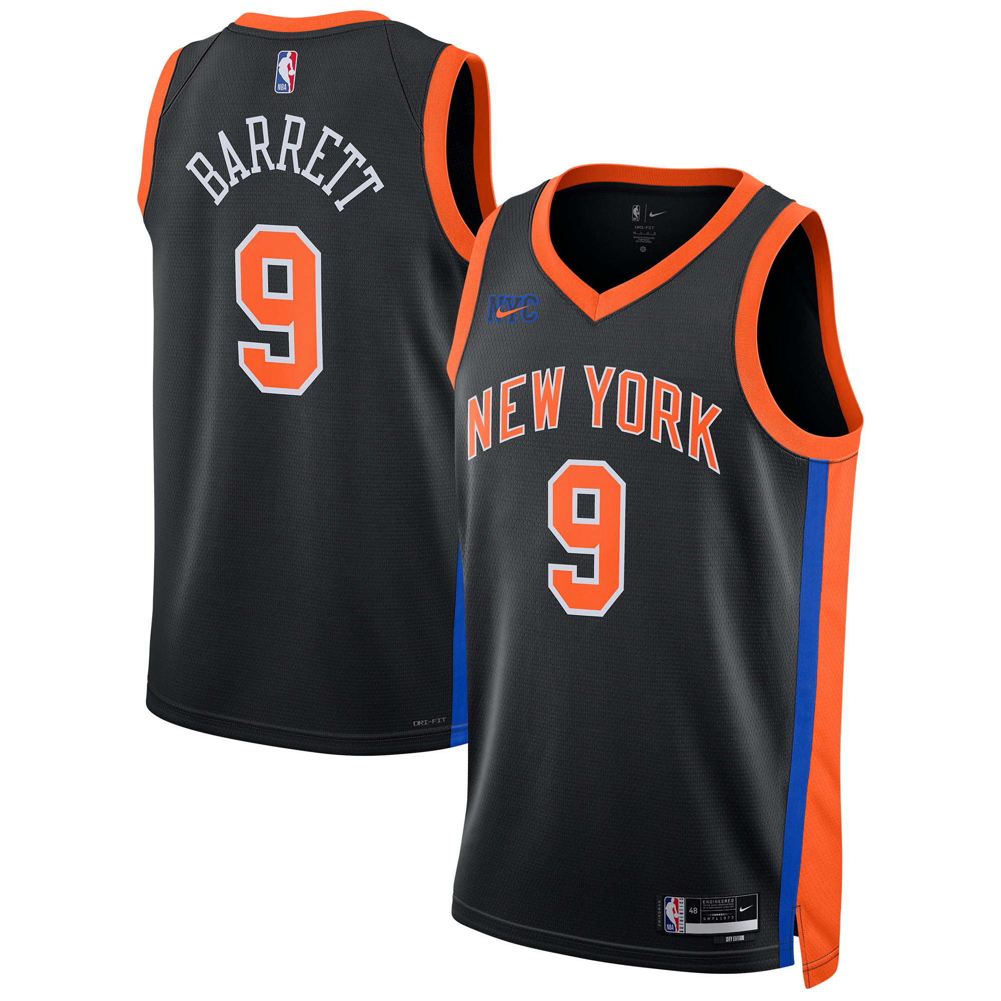 NBA unisex new york knicks rj barrett nike black 202223 swingman jersey – city edition Collection - Official Jerseys & Hats | NBA Store