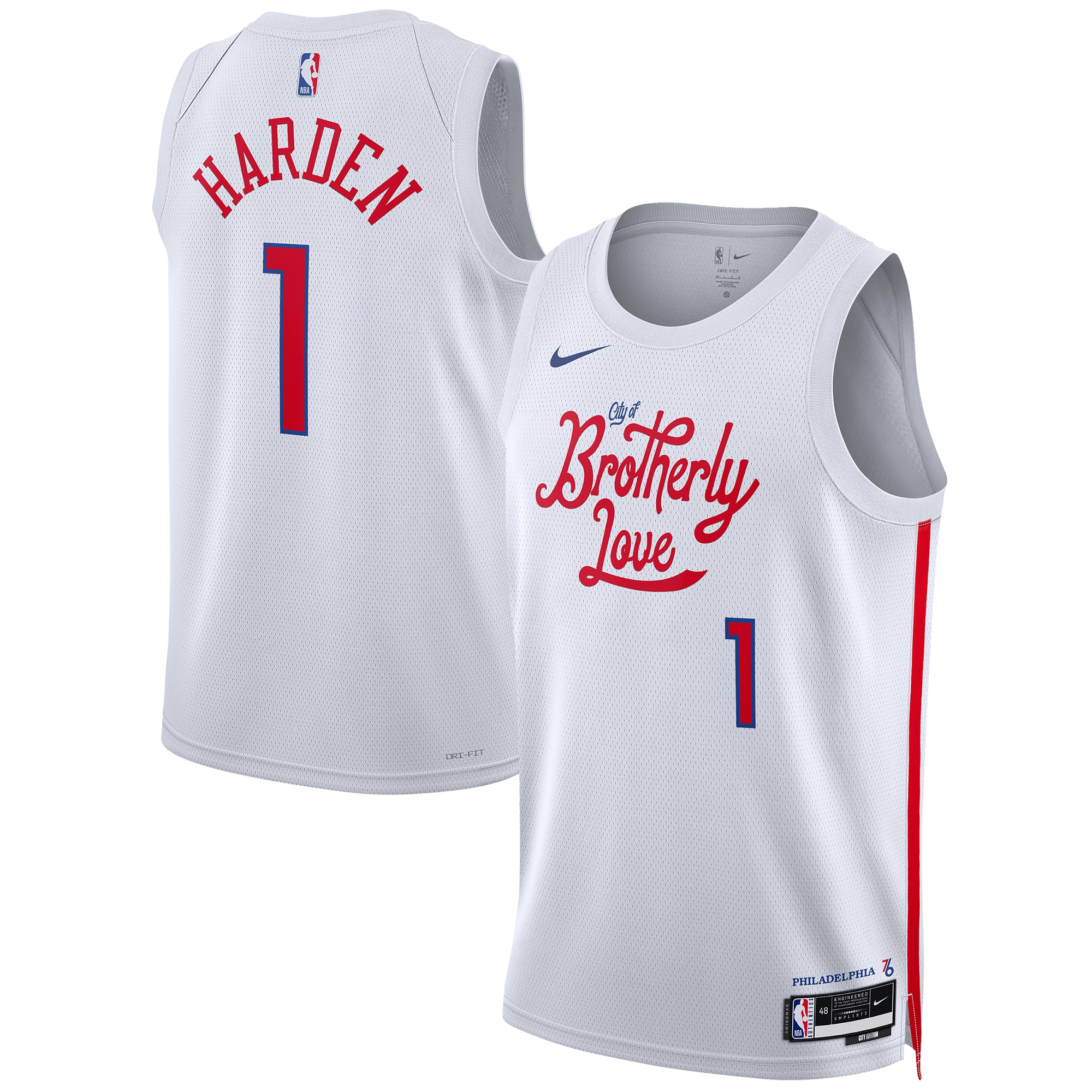 NBA unisex philadelphia 76ers james harden nike white 202223 swingman jersey – city edition Collection - Official Jerseys & Hats | NBA Store