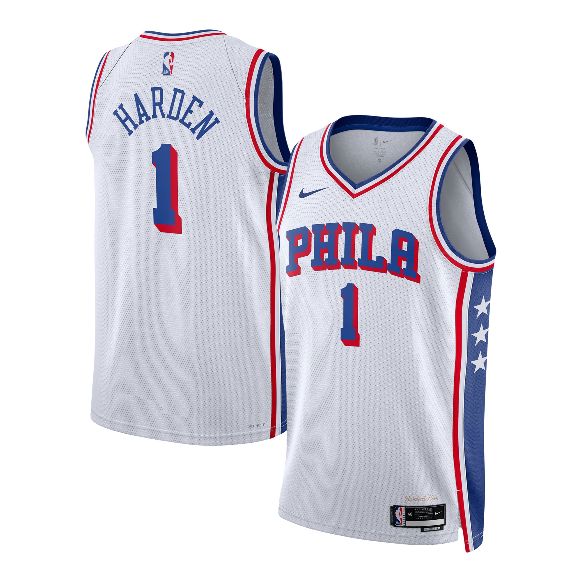NBA unisex philadelphia 76ers james harden nike white swingman jersey – association edition Collection - Official Jerseys & Hats | NBA Store