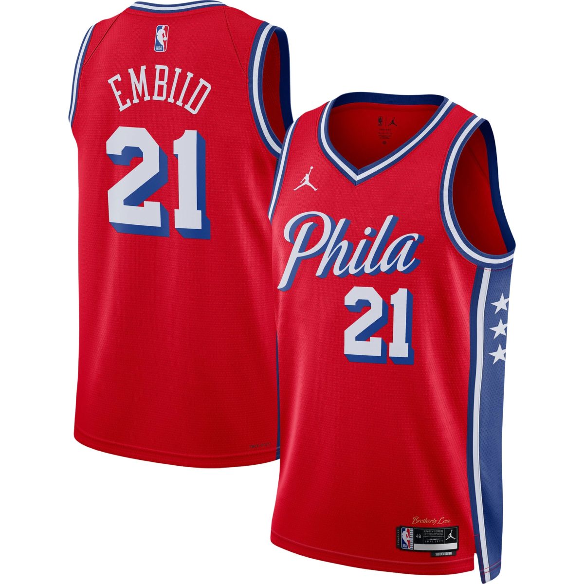 NBA unisex philadelphia 76ers joel embiid jordan brand red swingman jersey – statement edition Collection - Official Jerseys & Hats | NBA Store
