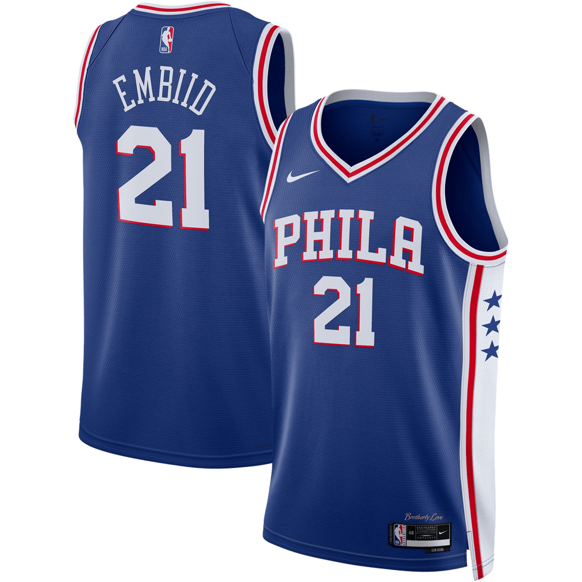 NBA unisex philadelphia 76ers joel embiid nike royal swingman jersey – icon edition Collection - Official Jerseys & Hats | NBA Store