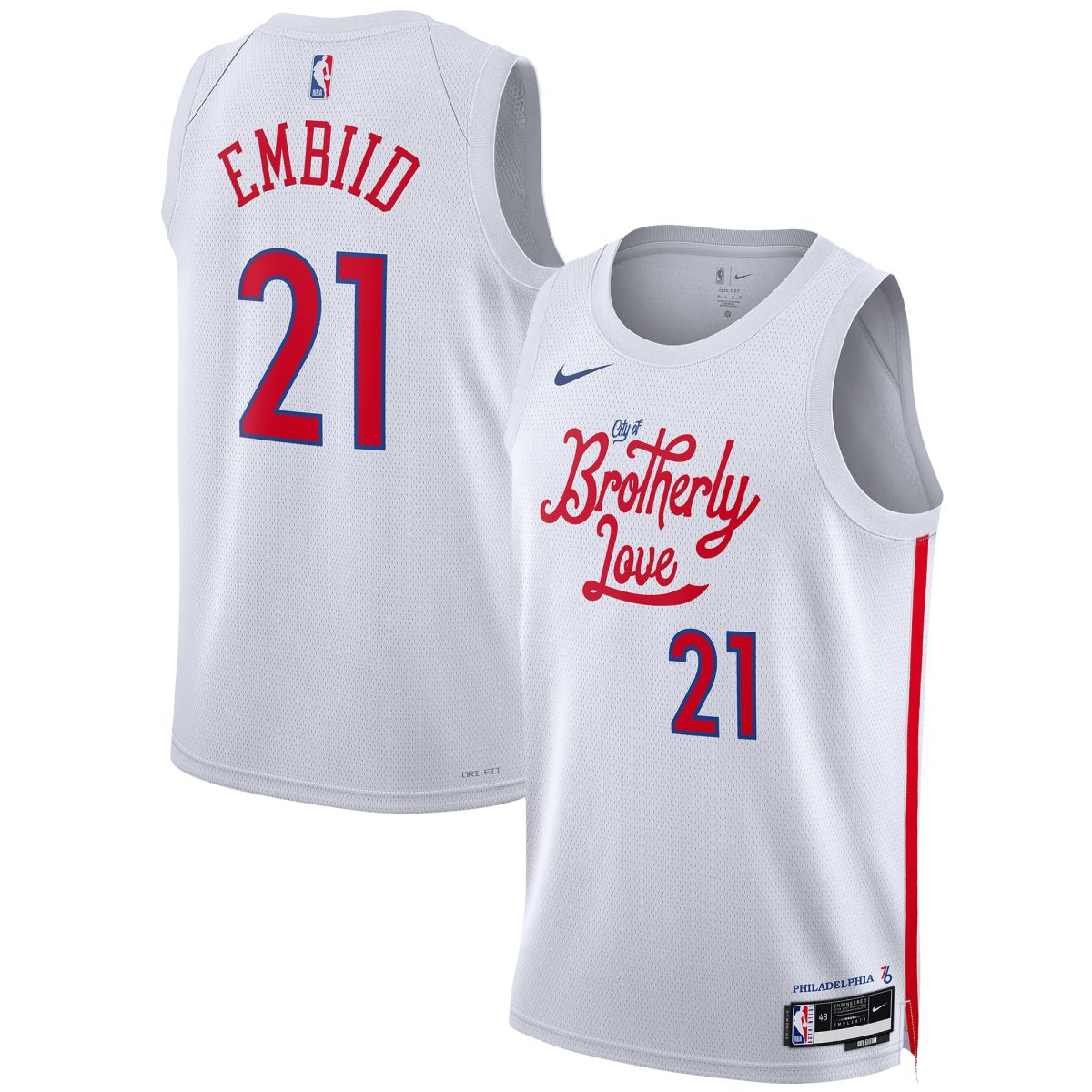 NBA unisex philadelphia 76ers joel embiid nike white 202223 swingman jersey – city edition Collection - Official Jerseys & Hats | NBA Store