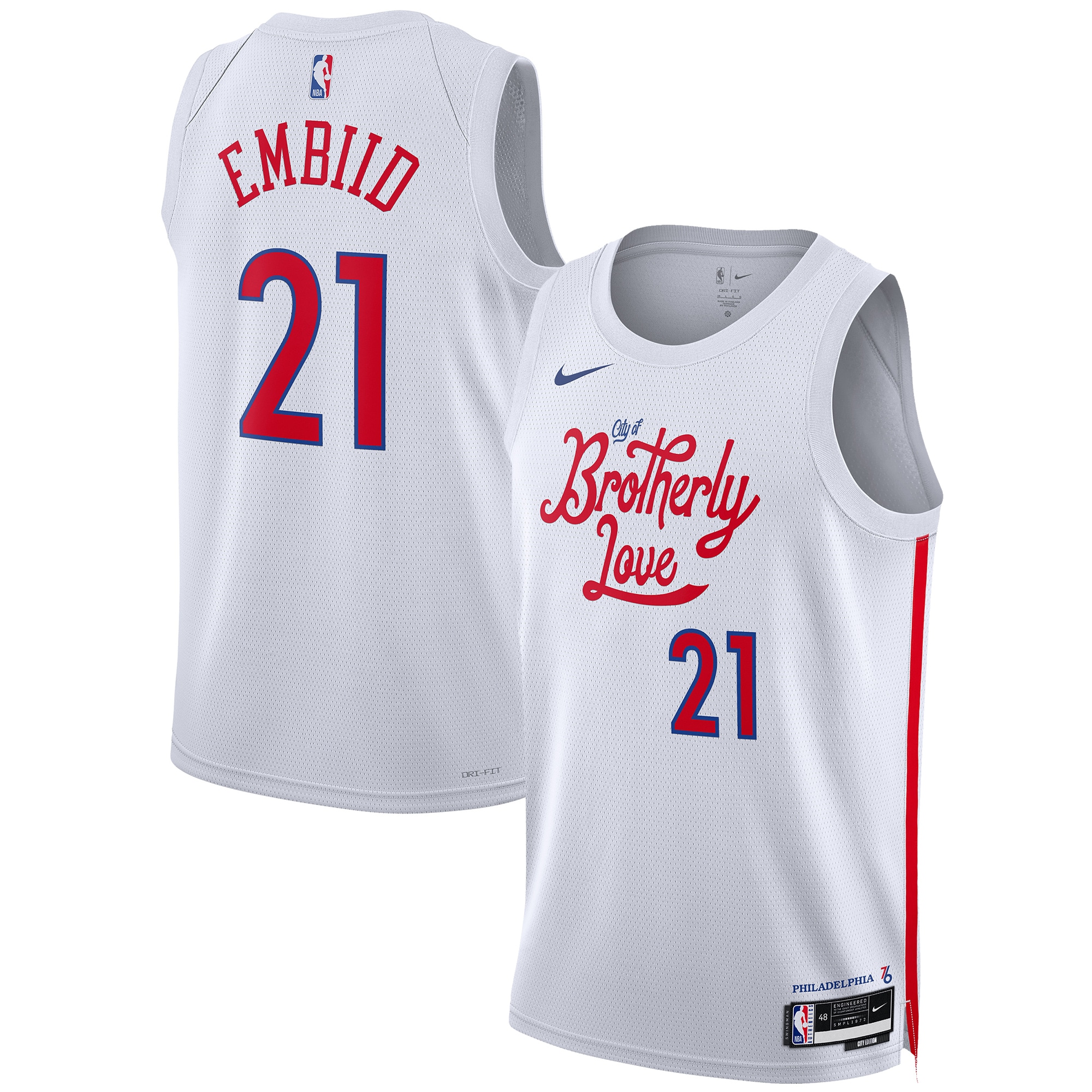 NBA unisex philadelphia 76ers joel embiid nike white 202223 swingman jersey – city edition Collection - Official Jerseys & Hats | NBA Store