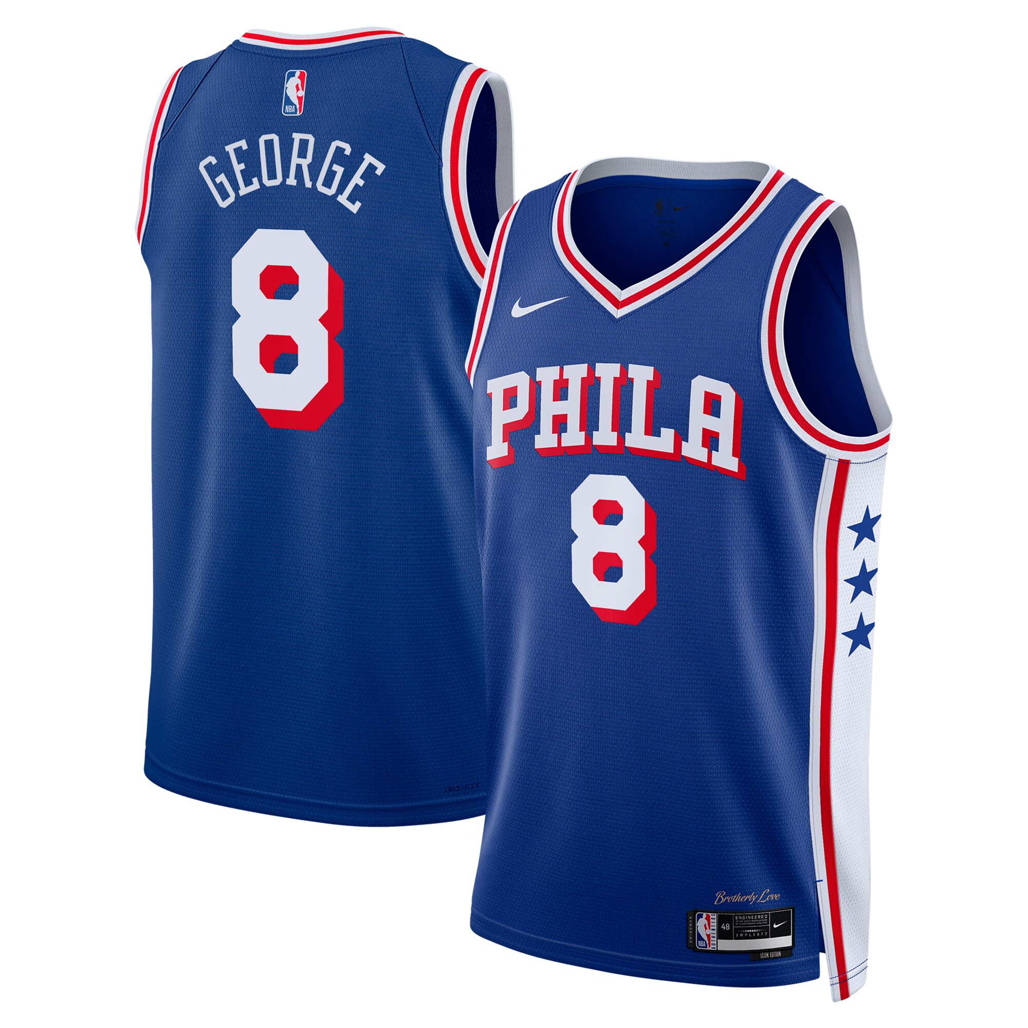 NBA unisex philadelphia 76ers paul george nike royal 2024 offseason addition nike swingman jersey Collection - Official Jerseys & Hats | NBA Store