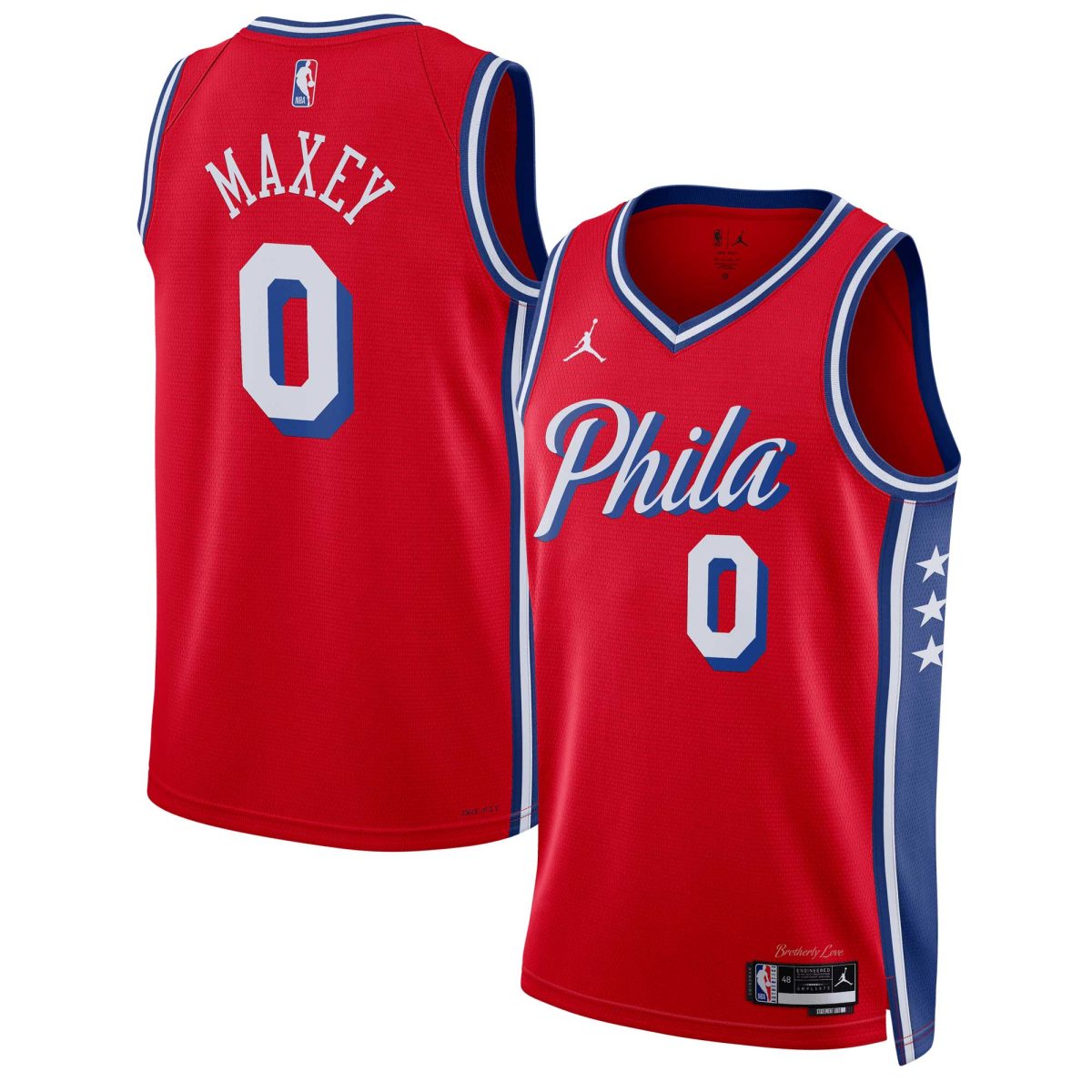 NBA unisex philadelphia 76ers tyrese maxey jordan brand red swingman jersey – statement edition Collection - Official Jerseys & Hats | NBA Store