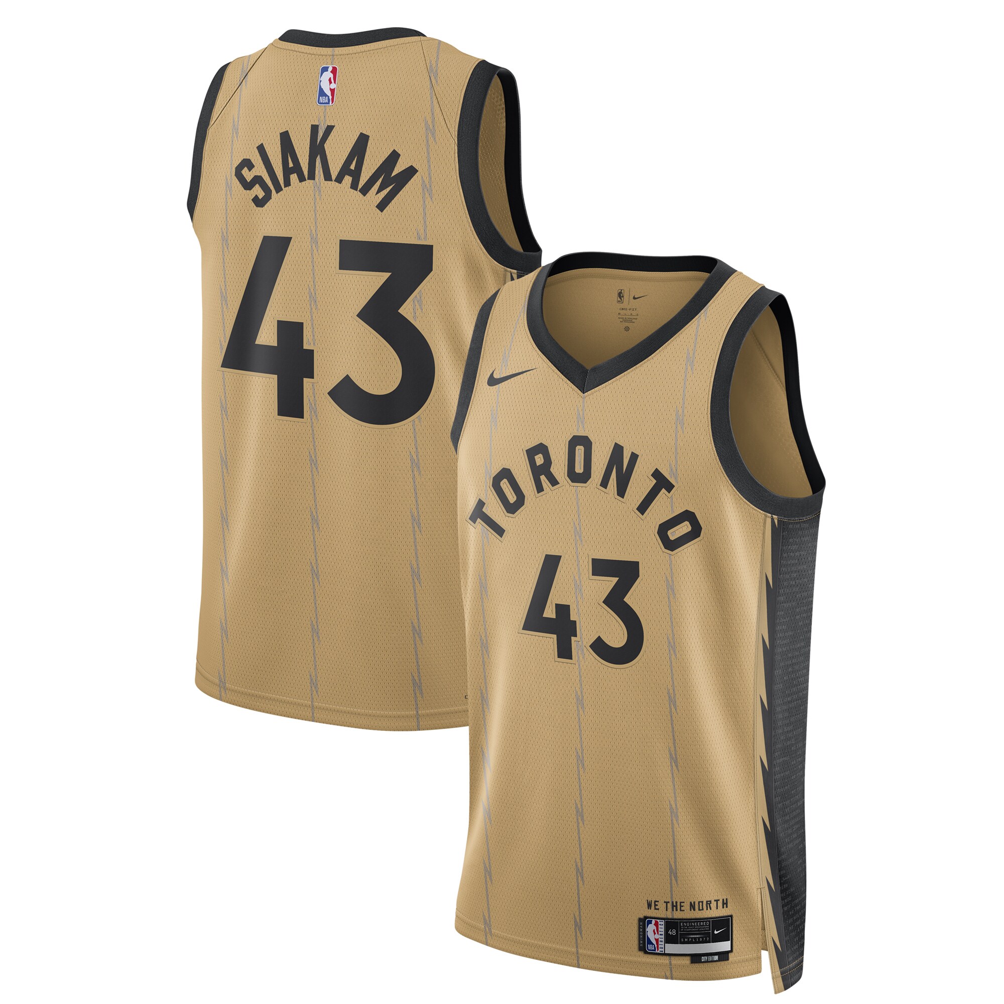 NBA unisex toronto raptors pascal siakam nike gold 202324 swingman jersey – city edition Collection - Official Jerseys & Hats | NBA Store