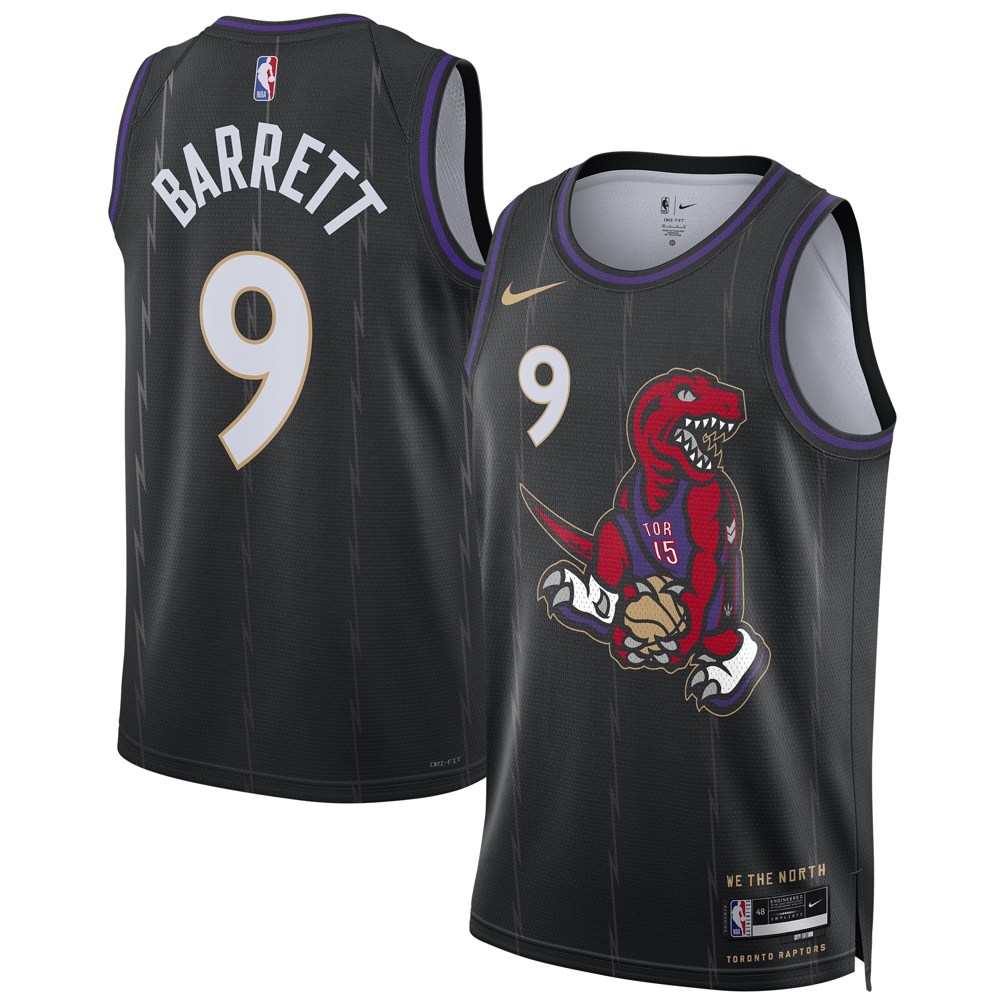 NBA unisex toronto raptors rj barrett nike black 202425 swingman player jersey – city edition Collection - Official Jerseys & Hats | NBA Store