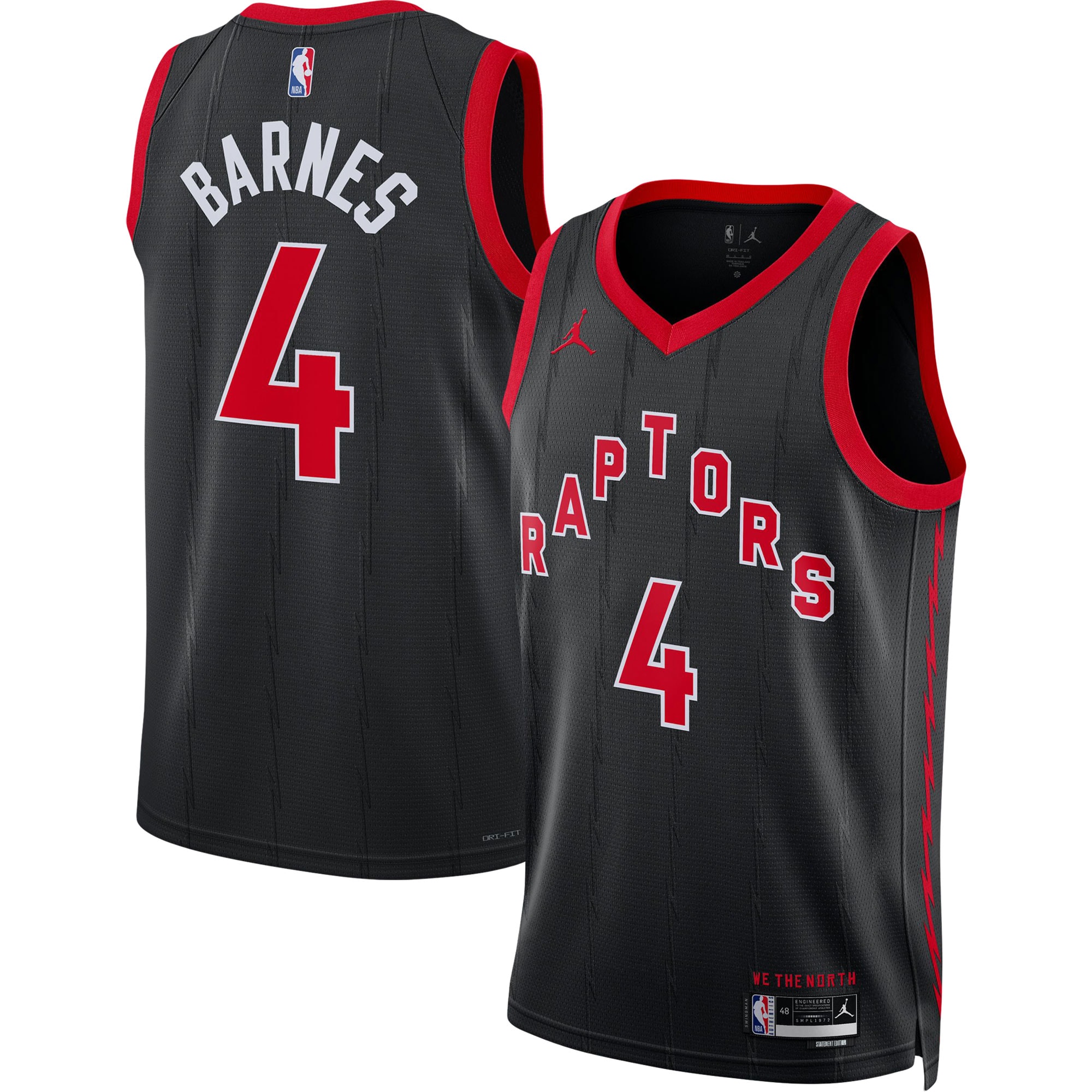 NBA unisex toronto raptors scottie barnes jordan brand black swingman jersey – statement edition Collection - Official Jerseys & Hats | NBA Store