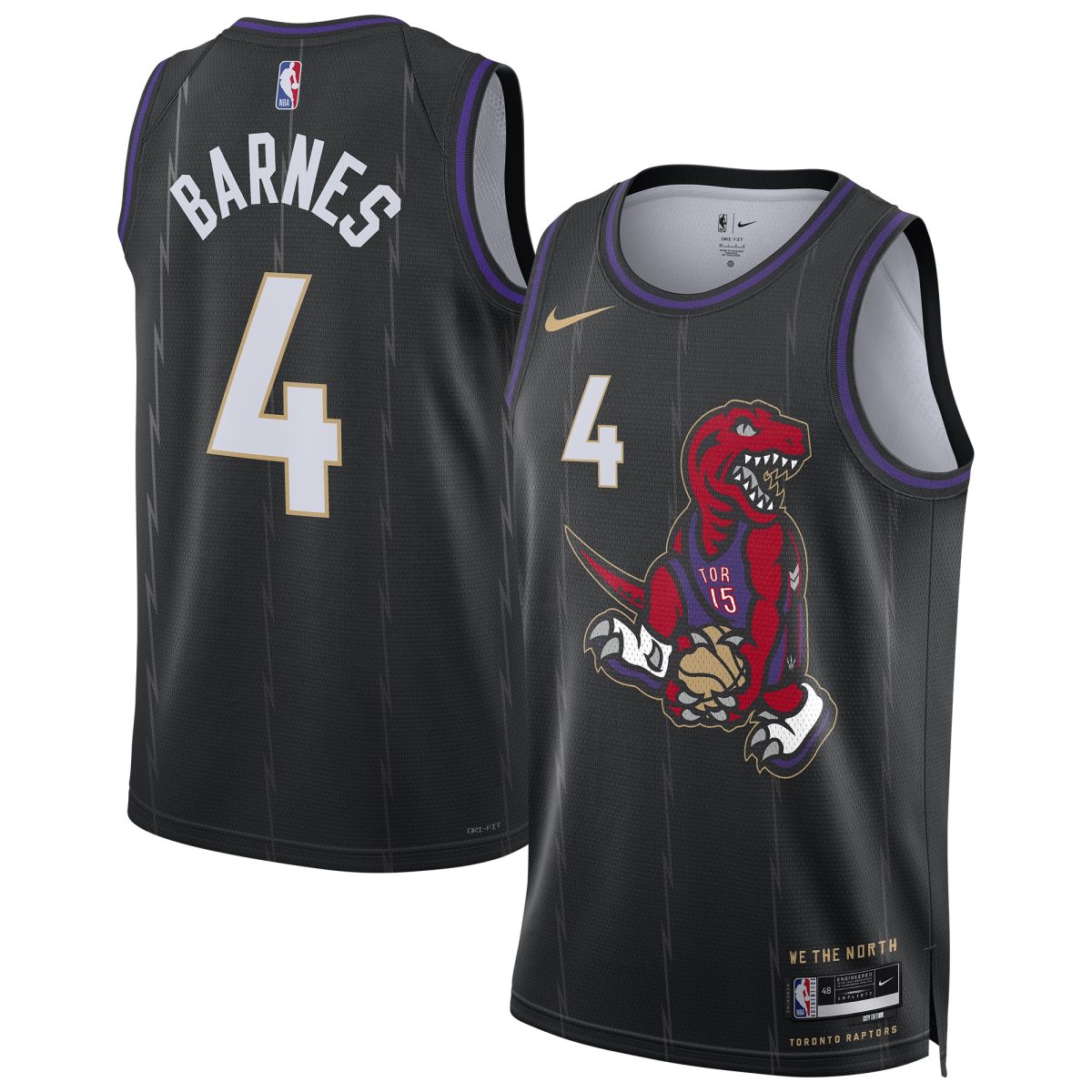 NBA unisex toronto raptors scottie barnes nike black 202425 swingman player jersey – city edition Collection - Official Jerseys & Hats | NBA Store