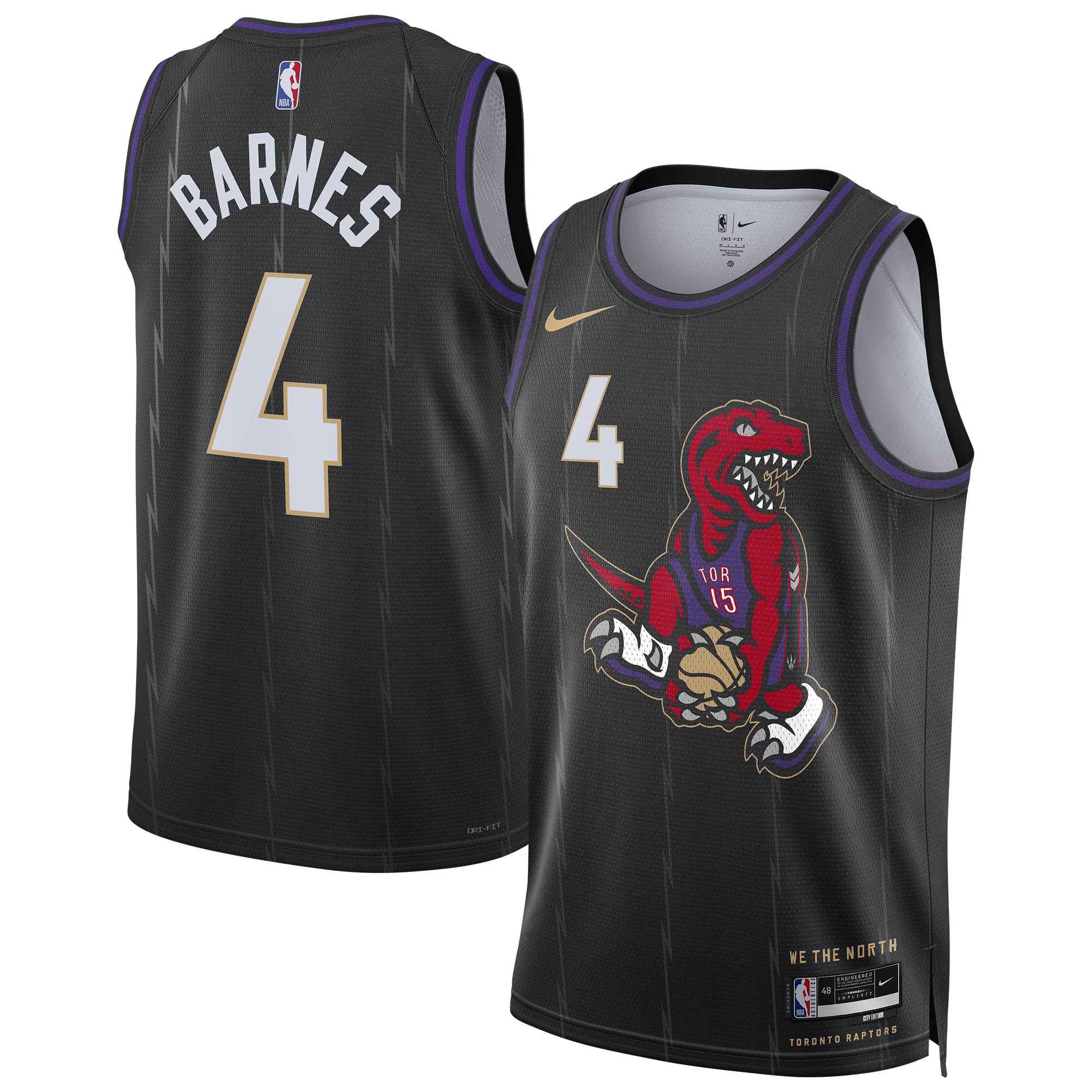NBA unisex toronto raptors scottie barnes nike black 202425 swingman player jersey – city edition Collection - Official Jerseys & Hats | NBA Store