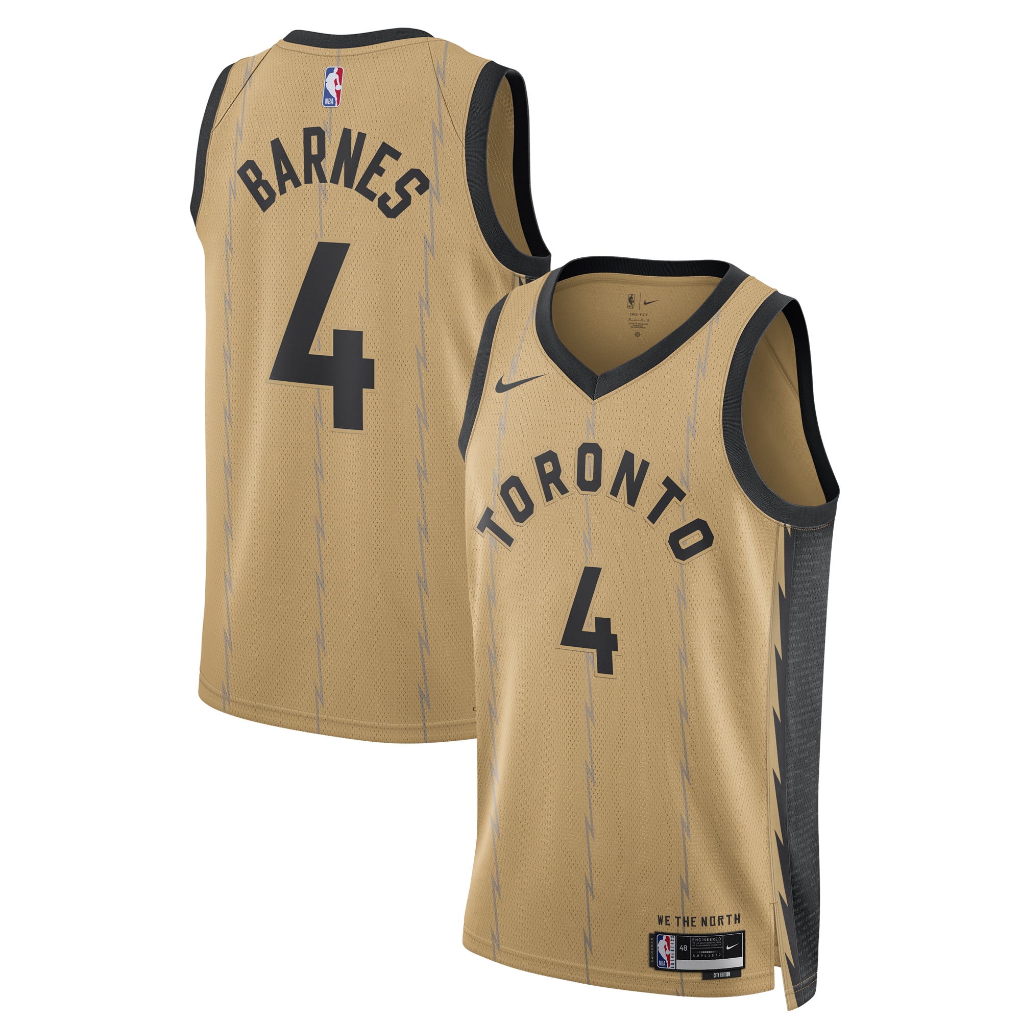 NBA unisex toronto raptors scottie barnes nike gold 202324 swingman jersey – city edition Collection - Official Jerseys & Hats | NBA Store