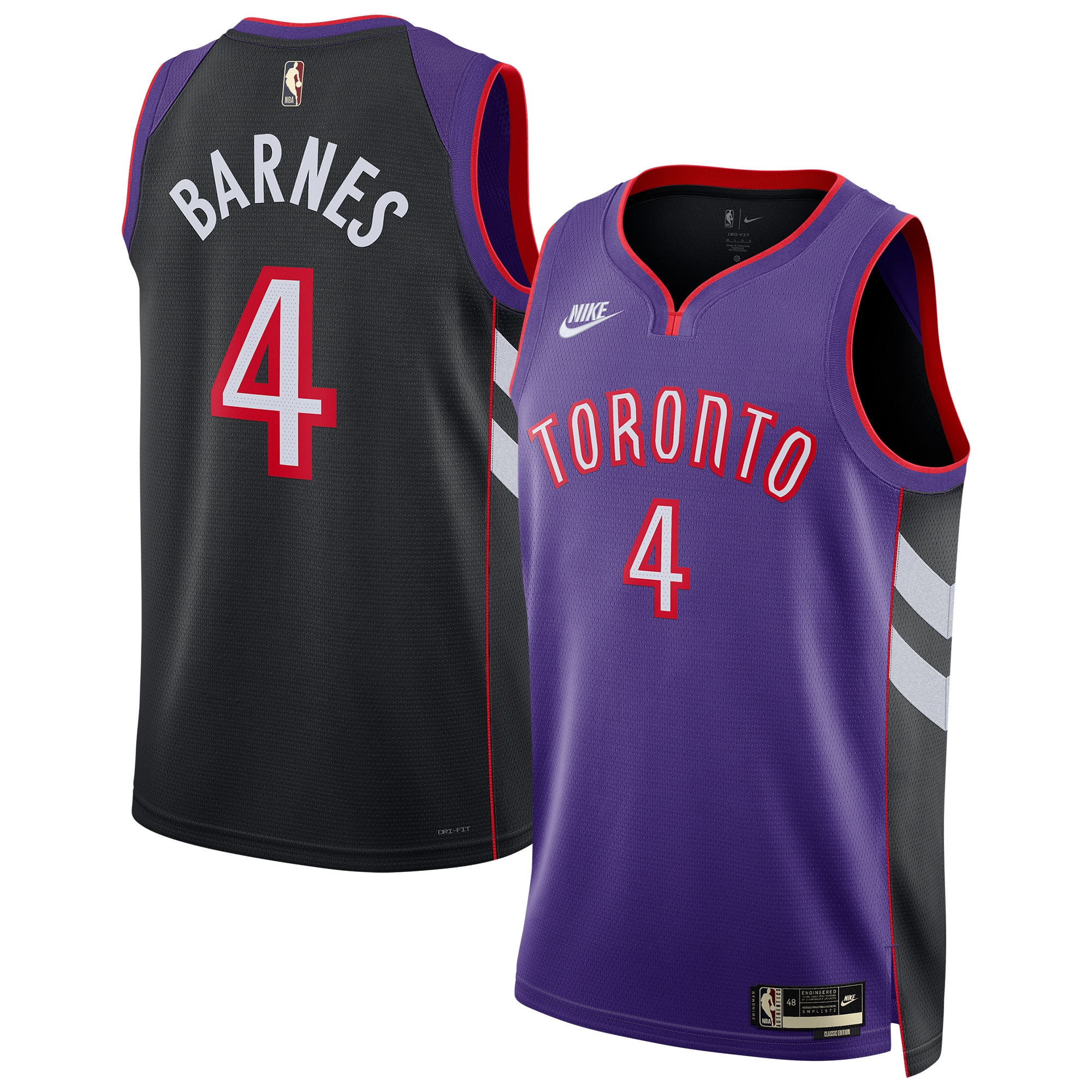 NBA unisex toronto raptors scottie barnes nike purple 202425 swingman jersey – classic edition Collection - Official Jerseys & Hats | NBA Store