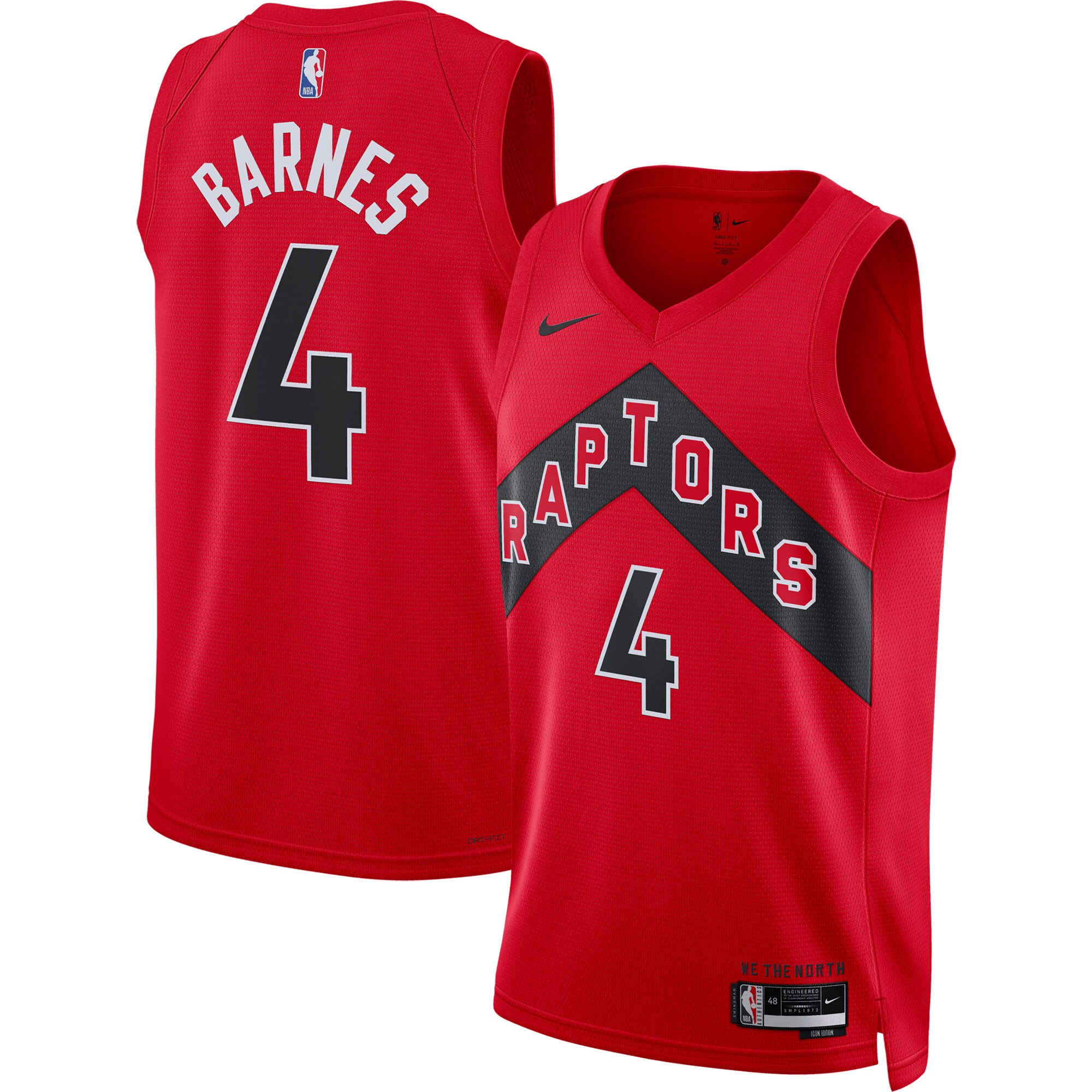 NBA unisex toronto raptors scottie barnes nike red swingman jersey – icon edition Collection - Official Jerseys & Hats | NBA Store