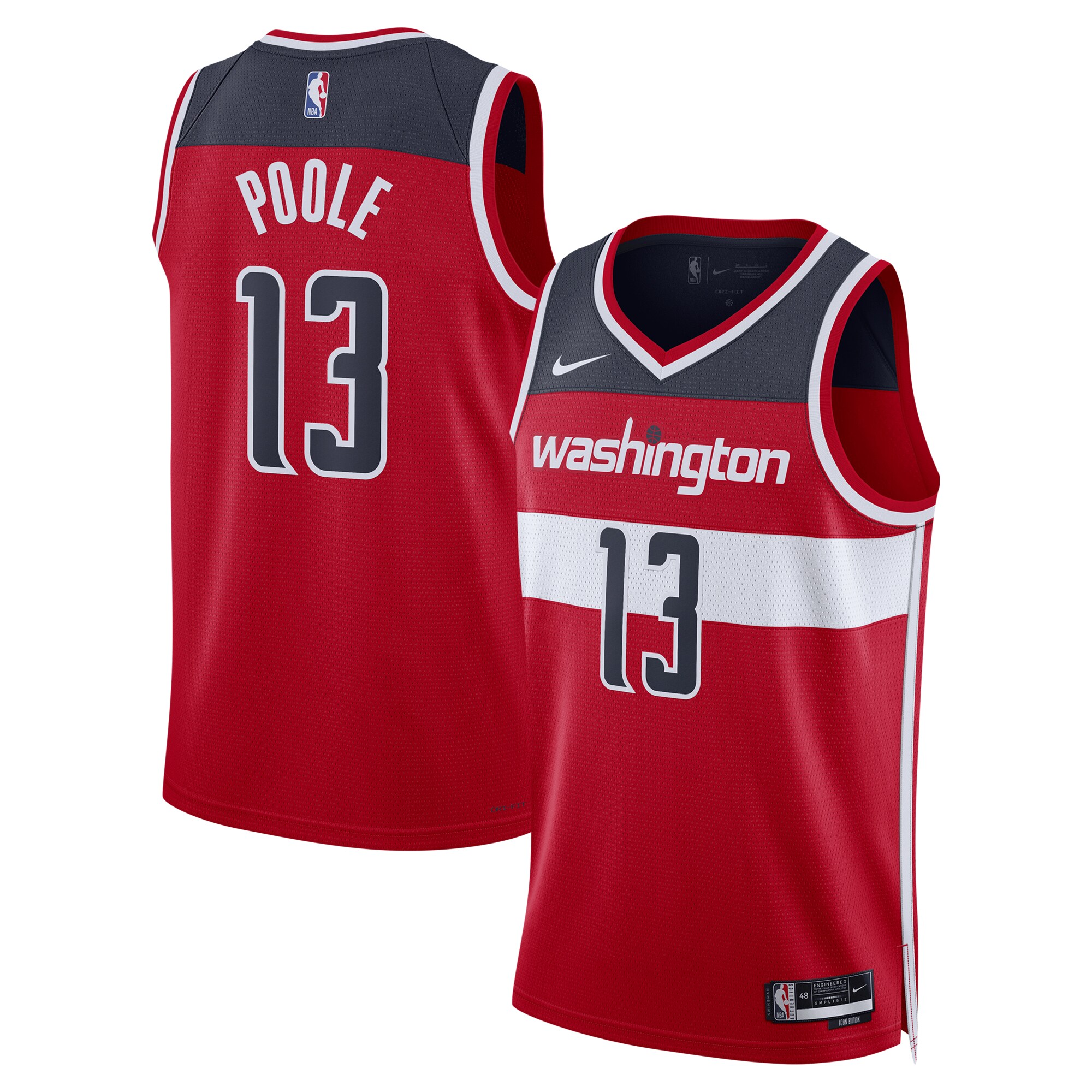 NBA unisex washington wizards jordan poole nike red swingman jersey – icon edition Collection - Official Jerseys & Hats | NBA Store