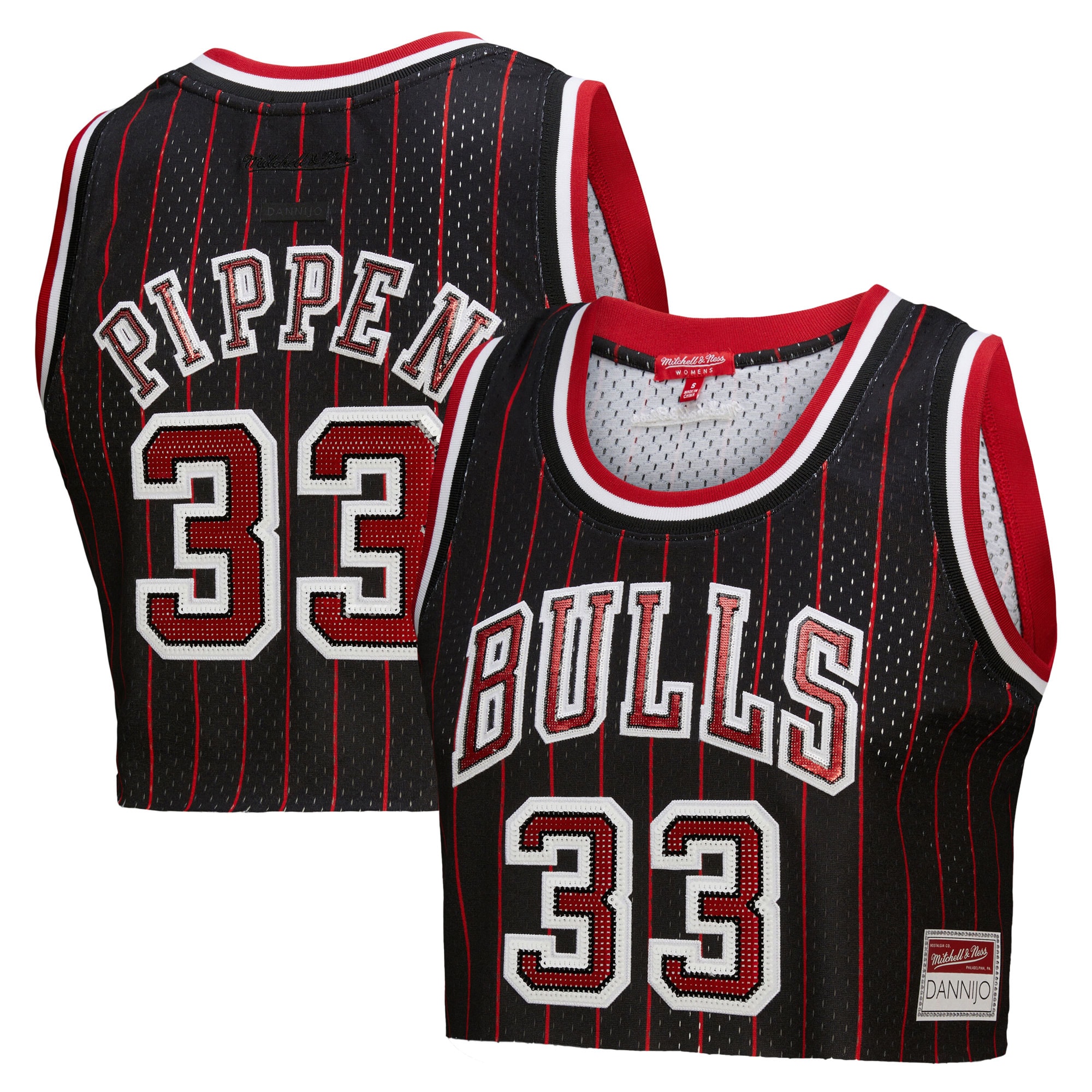 NBA women8217s chicago bulls scottie pippen mitchell amp ness x dannijo black fashion cropped basketball jersey Collection - Official Jerseys & Hats | NBA Store