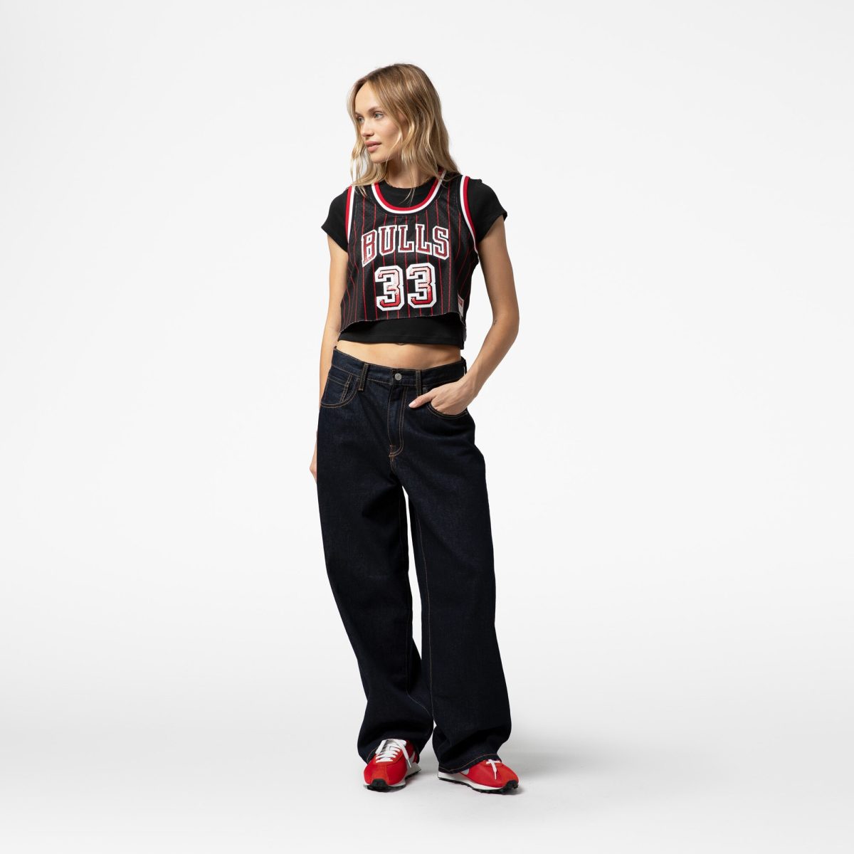 NBA women8217s chicago bulls scottie pippen mitchell amp ness x dannijo black fashion cropped basketball jersey Collection - Official Jerseys & Hats | NBA Store