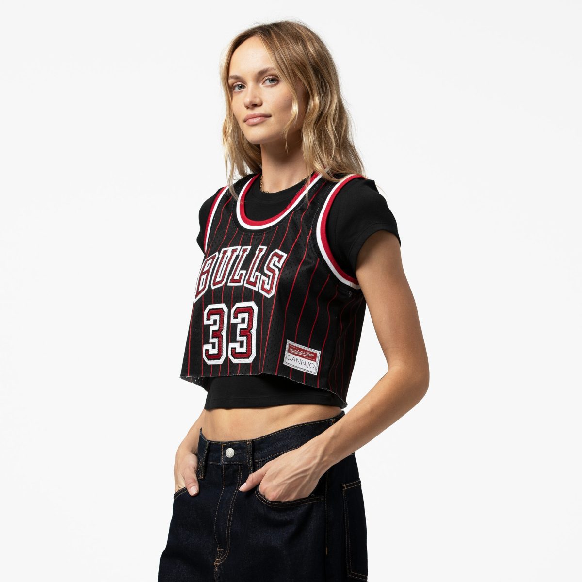 NBA women8217s chicago bulls scottie pippen mitchell amp ness x dannijo black fashion cropped basketball jersey Collection - Official Jerseys & Hats | NBA Store