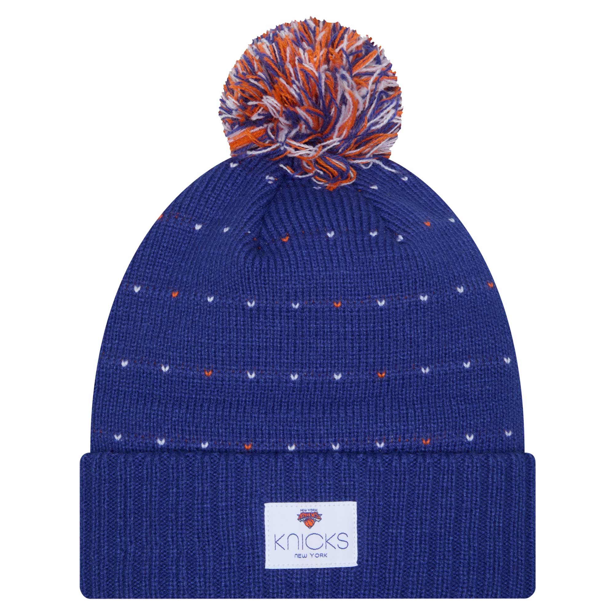 NBA women8217s new york knicks new era blue throwback labeled patch cuffed knit hat with pom Collection - Official Jerseys & Hats | NBA Store