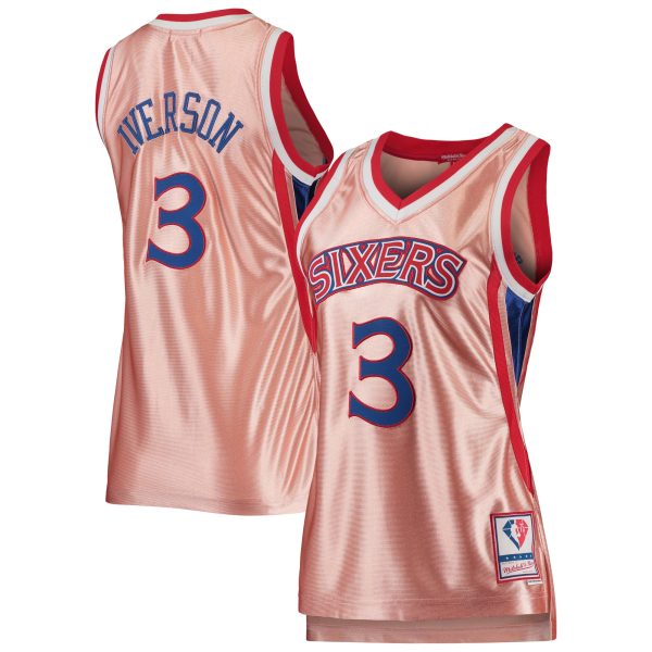 NBA women8217s philadelphia 76ers allen iverson mitchell amp ness pink 75th anniversary rose gold 1996 swingman jersey Collection - Official Jerseys & Hats | NBA Store