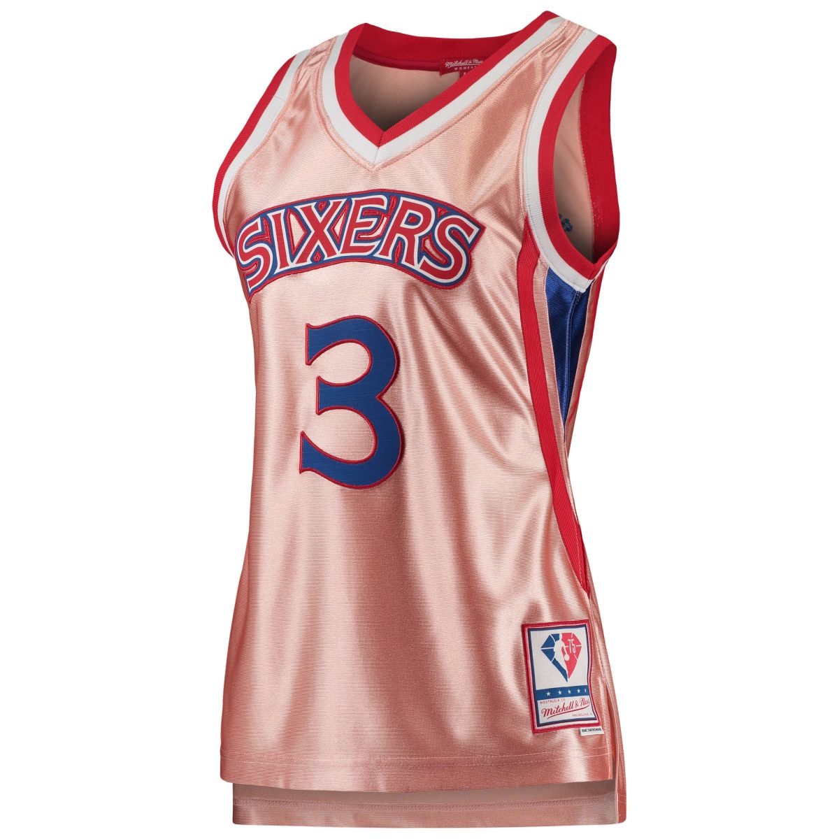 NBA women8217s philadelphia 76ers allen iverson mitchell amp ness pink 75th anniversary rose gold 1996 swingman jersey Collection - Official Jerseys & Hats | NBA Store