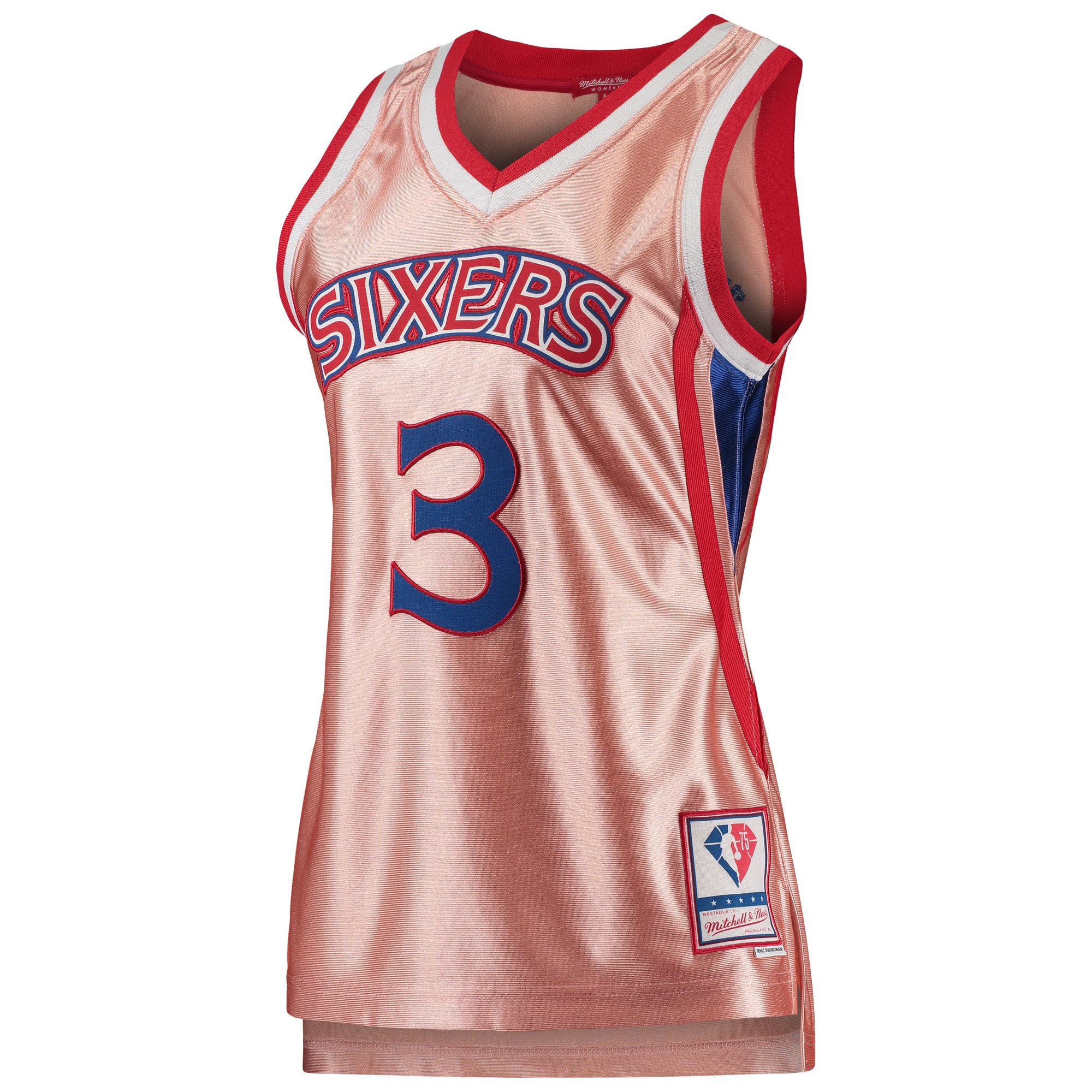 NBA women8217s philadelphia 76ers allen iverson mitchell amp ness pink 75th anniversary rose gold 1996 swingman jersey Collection - Official Jerseys & Hats | NBA Store
