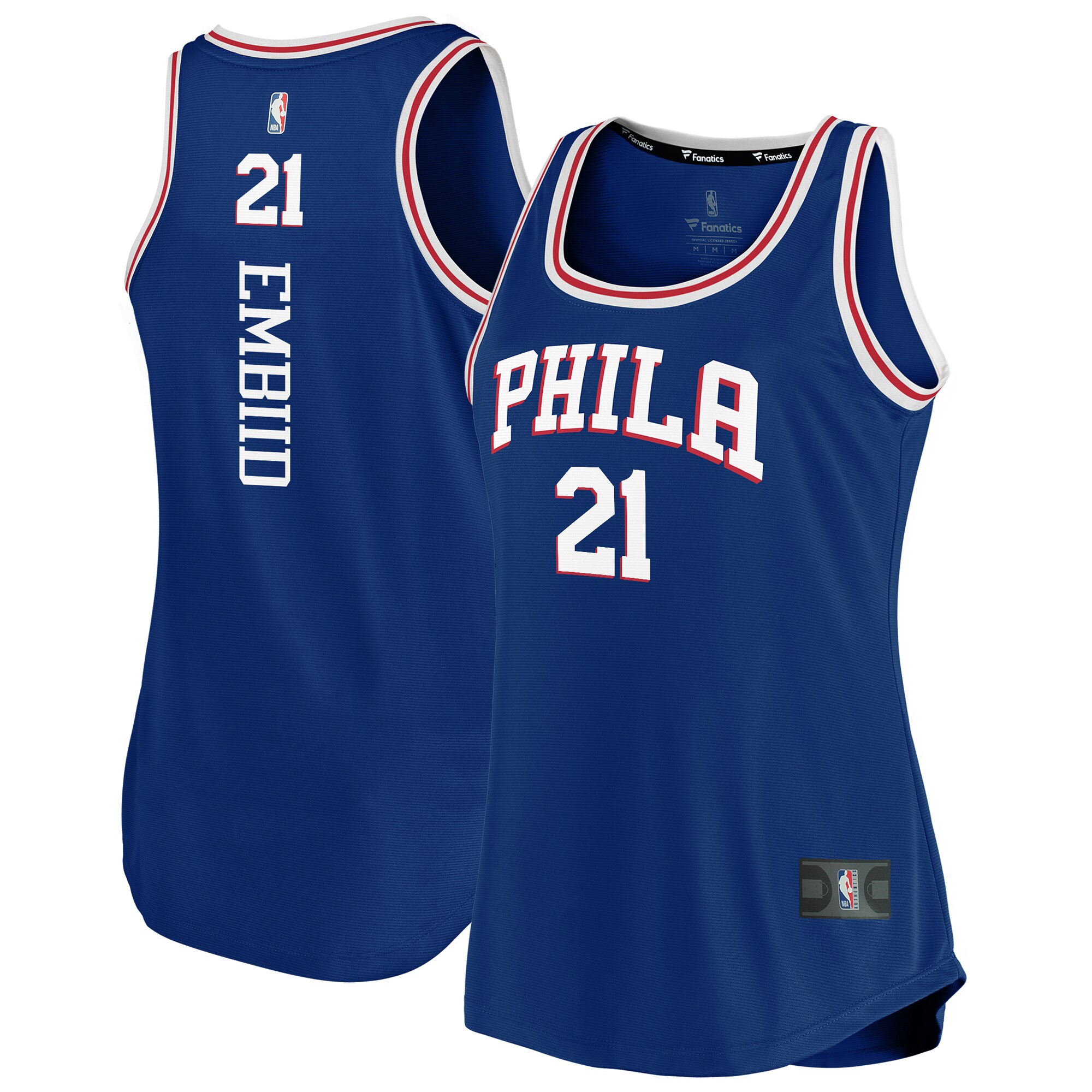 NBA women8217s philadelphia 76ers joel embiid fanatics royal fast break team tank jersey – icon edition Collection - Official Jerseys & Hats | NBA Store